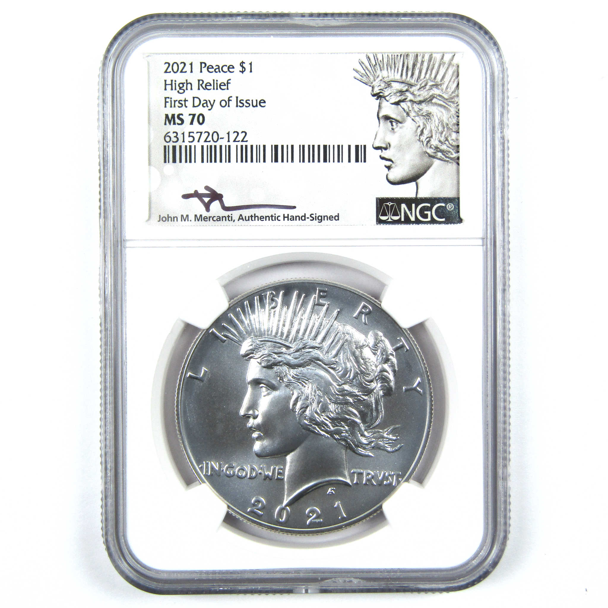 2021 Peace Dollar MS 70 NGC Silver Signed Mercanti SKU:CPC6399