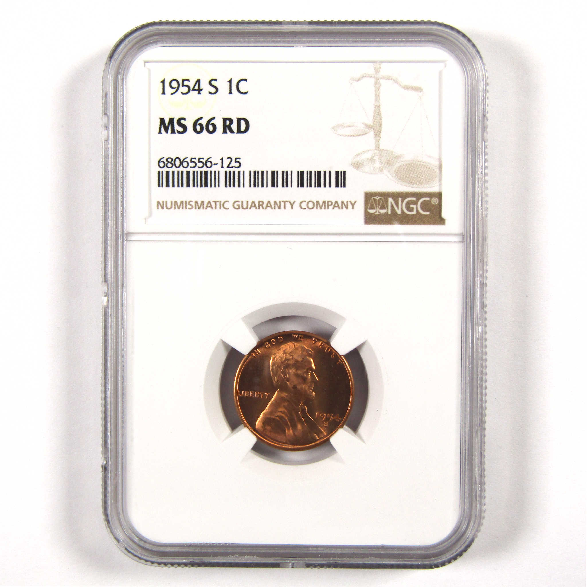 1954 S Lincoln Wheat Cent MS 66 RD NGC Penny 1c Unc SKU:I11576