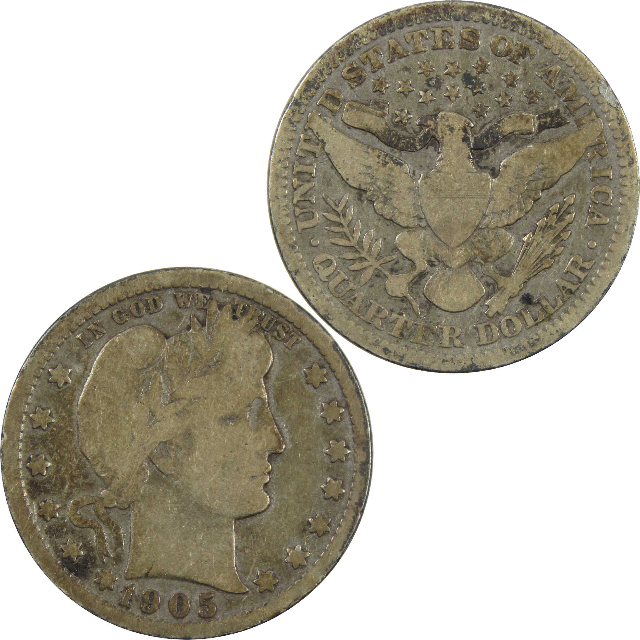 1905 Barber Quarter VG Very Good Silver 25c Coin SKU:I13507