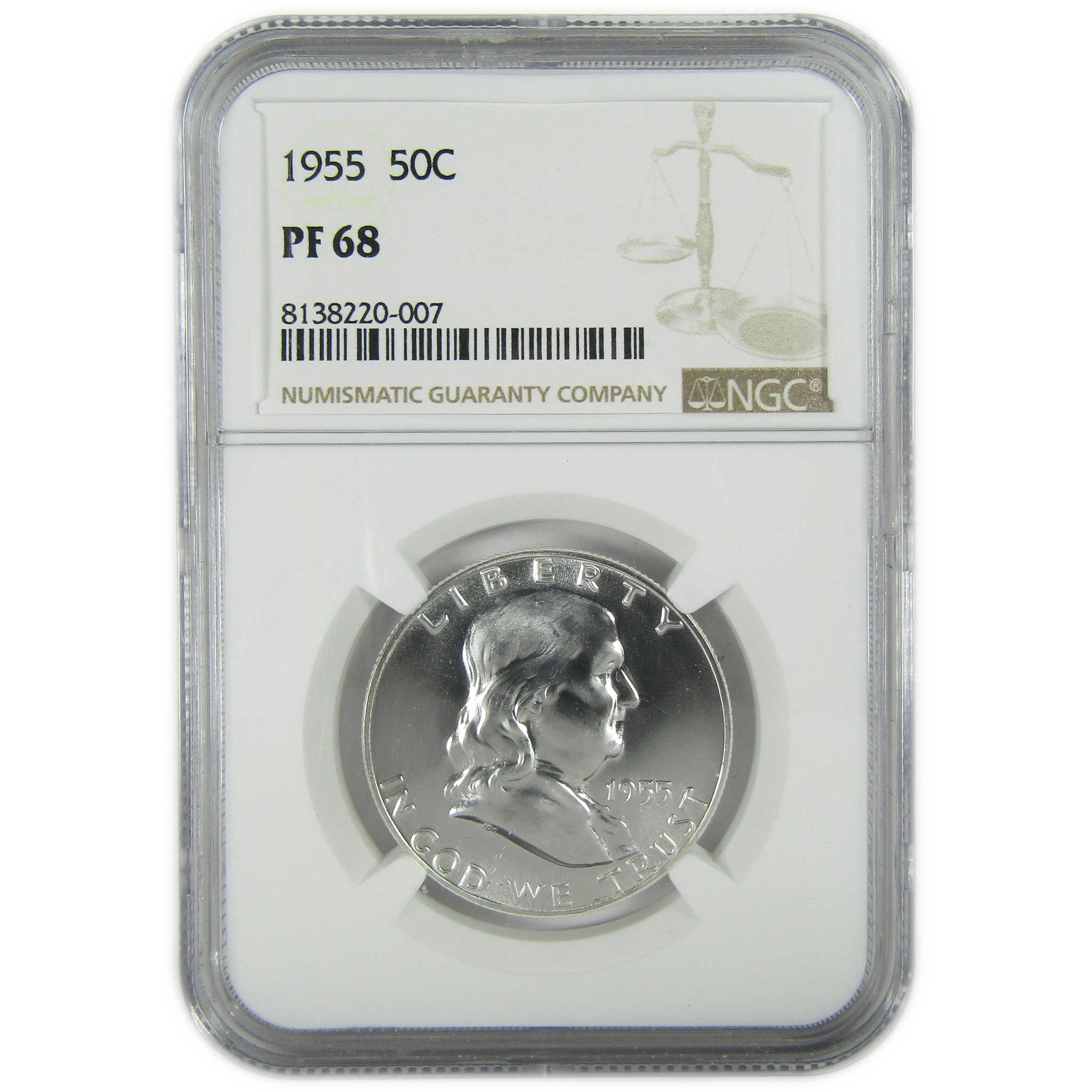 1955 Franklin Silver Half Dollar PF 68 NGC Proof 50c Coin SKU:I27412