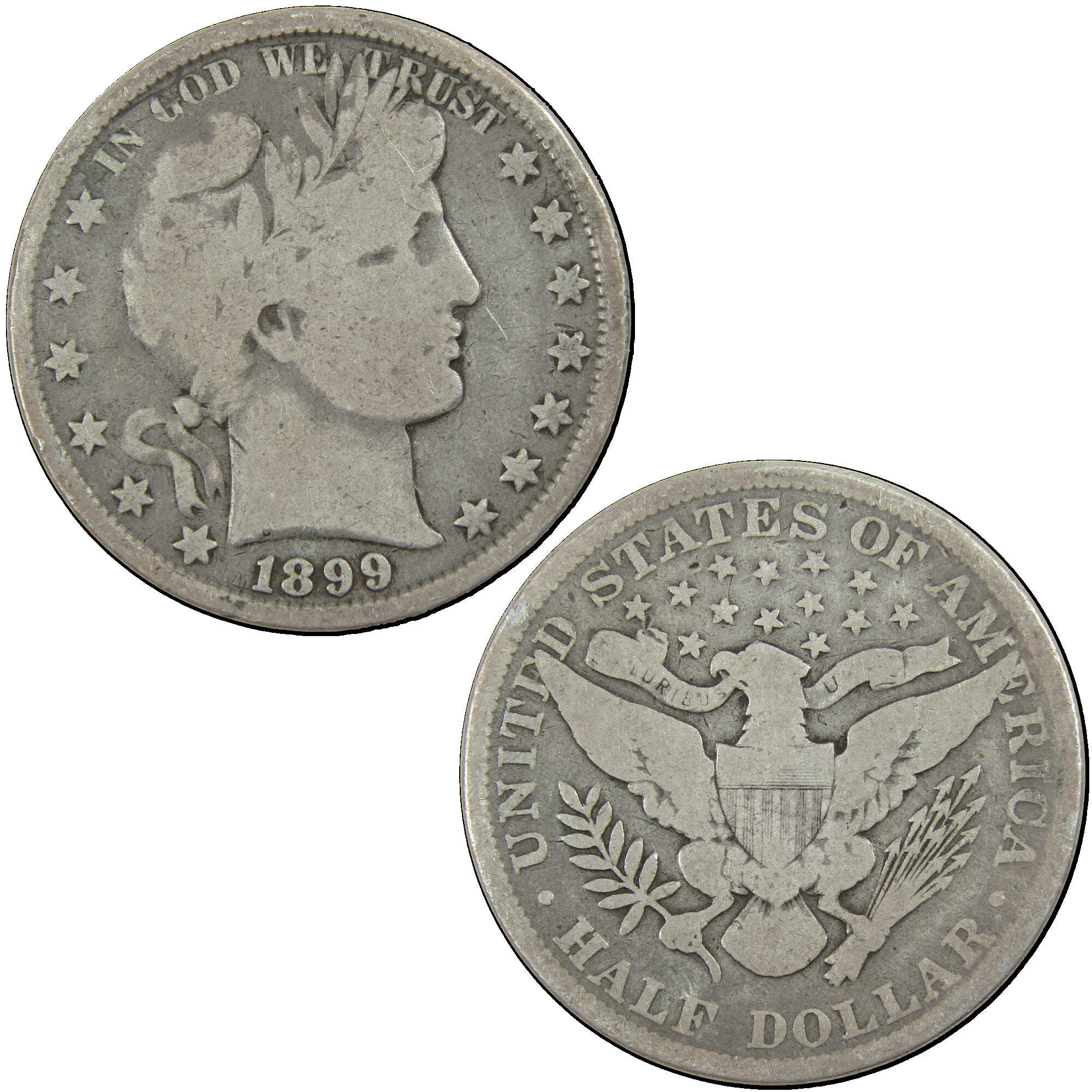 1899 Barber Half Dollar G Good Silver 50c Coin SKU:I12778