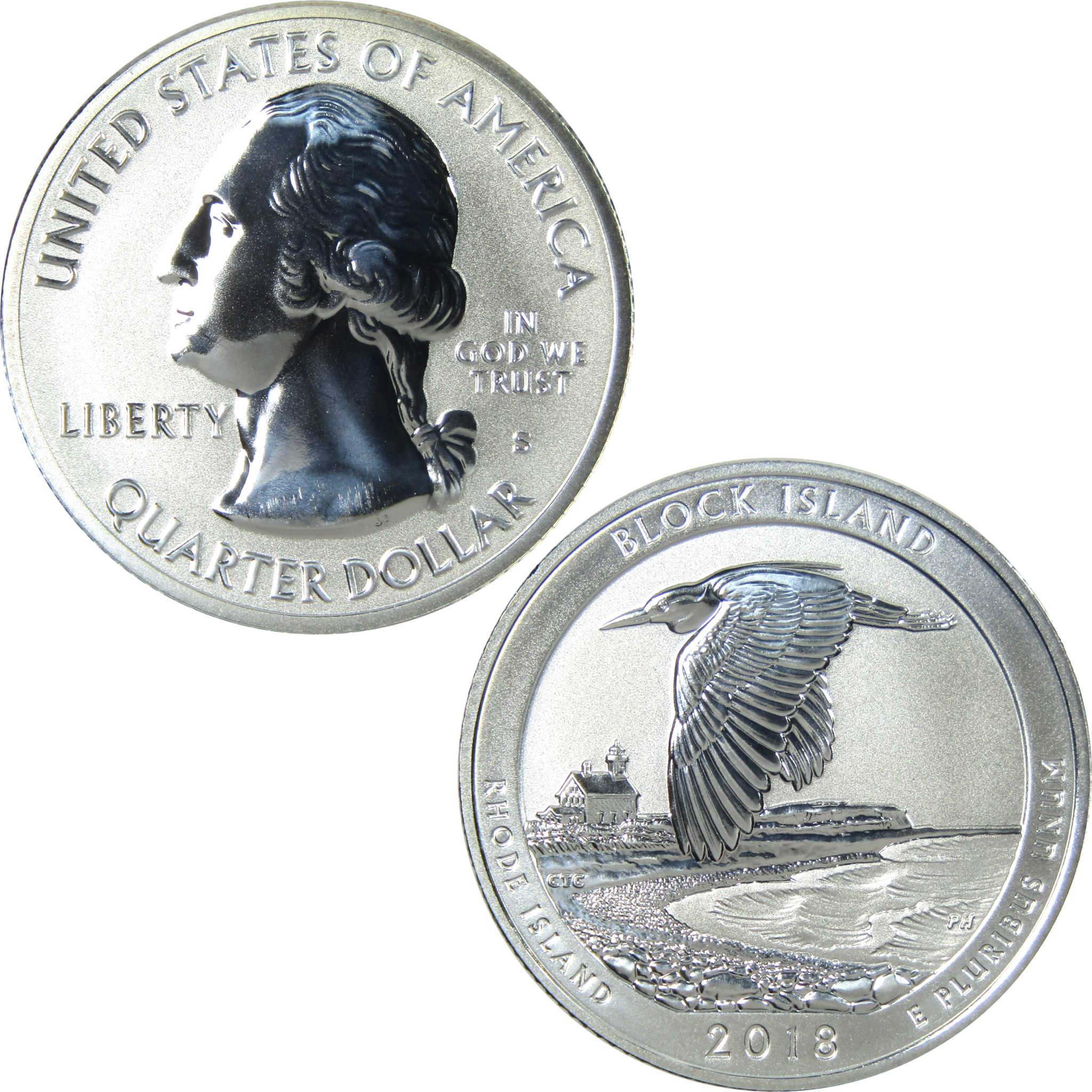 2018 S Block Island National Park Silver 25c Reverse Proof SKU:I14239