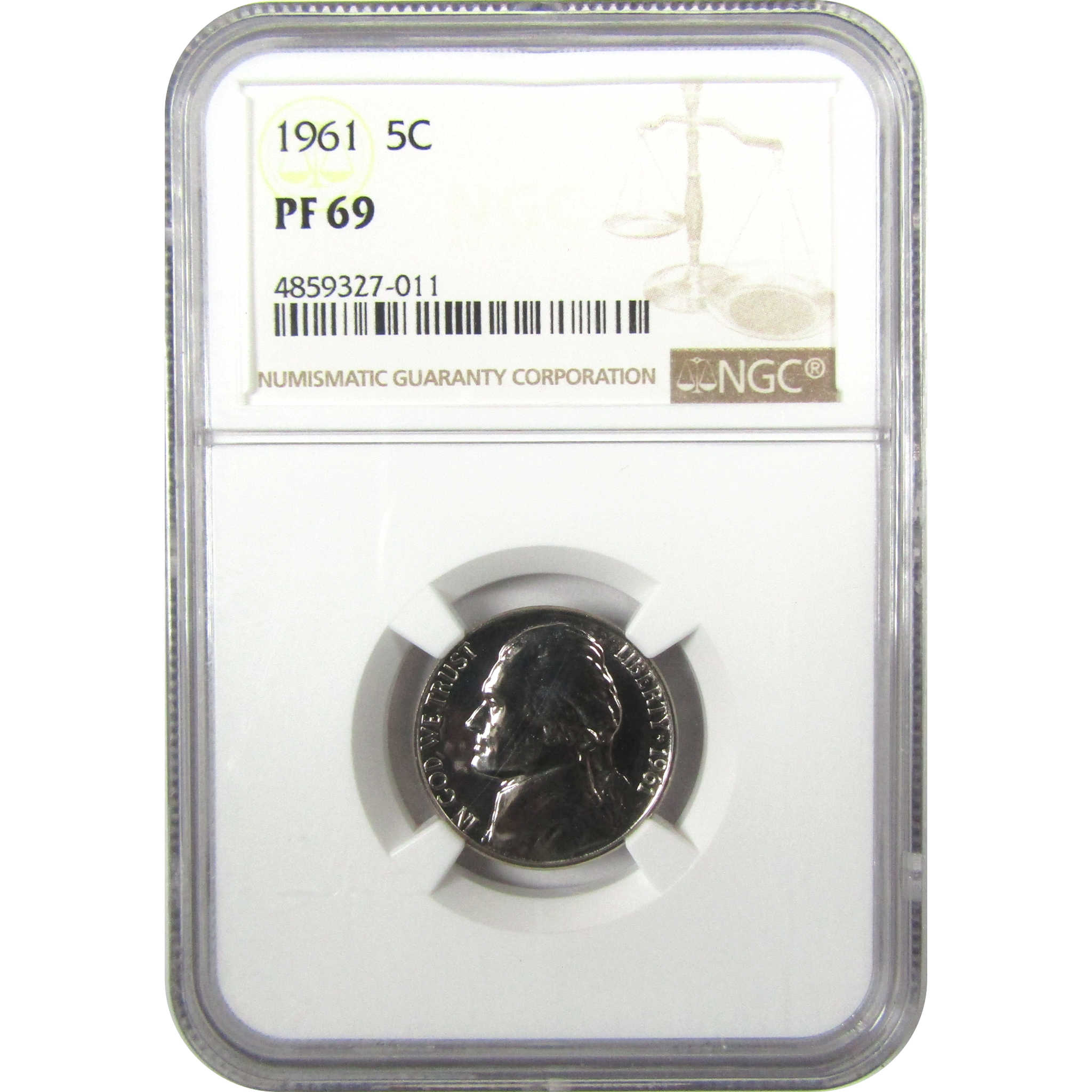 1961 Jefferson Nickel PF 69 NGC Proof 5c Coin Collectible SKU:I27329