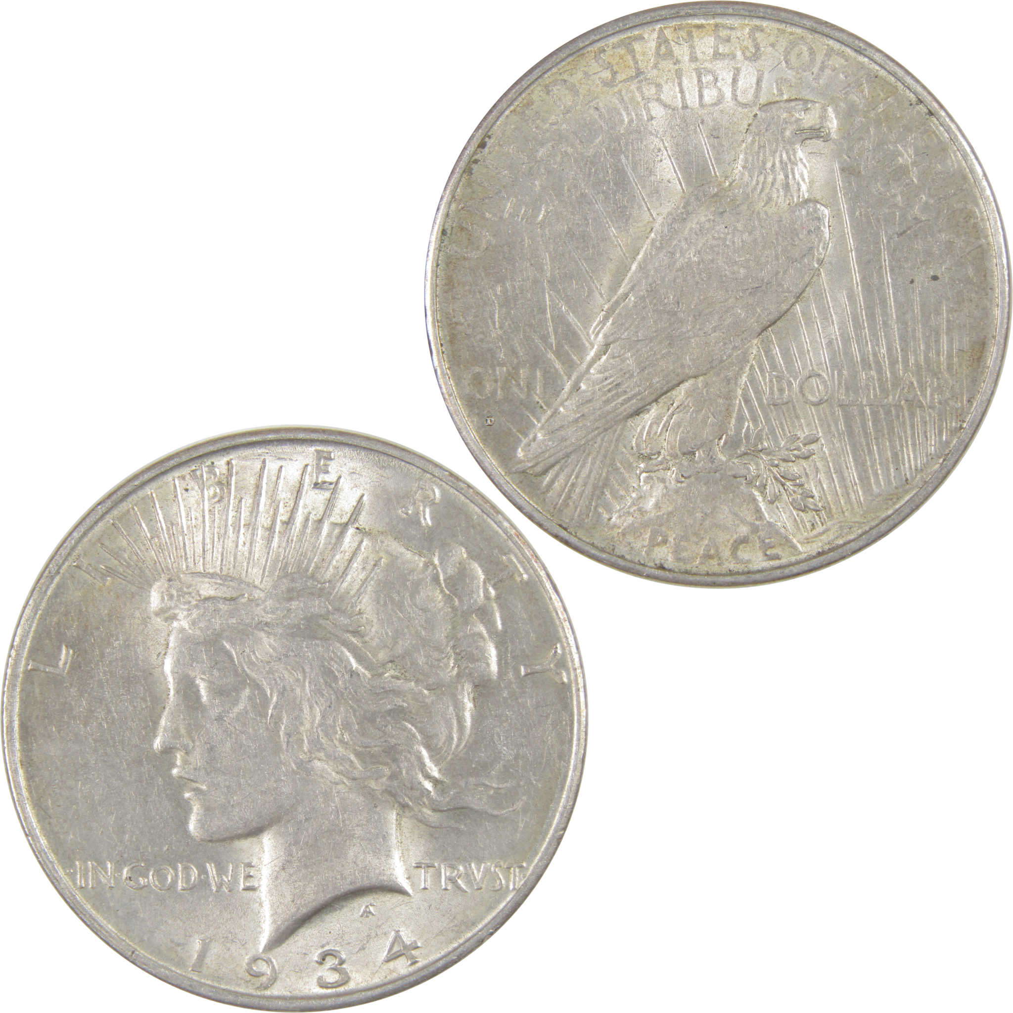 1934 D Peace Dollar AU About Uncirculated Silver $1 Coin SKU:I16830