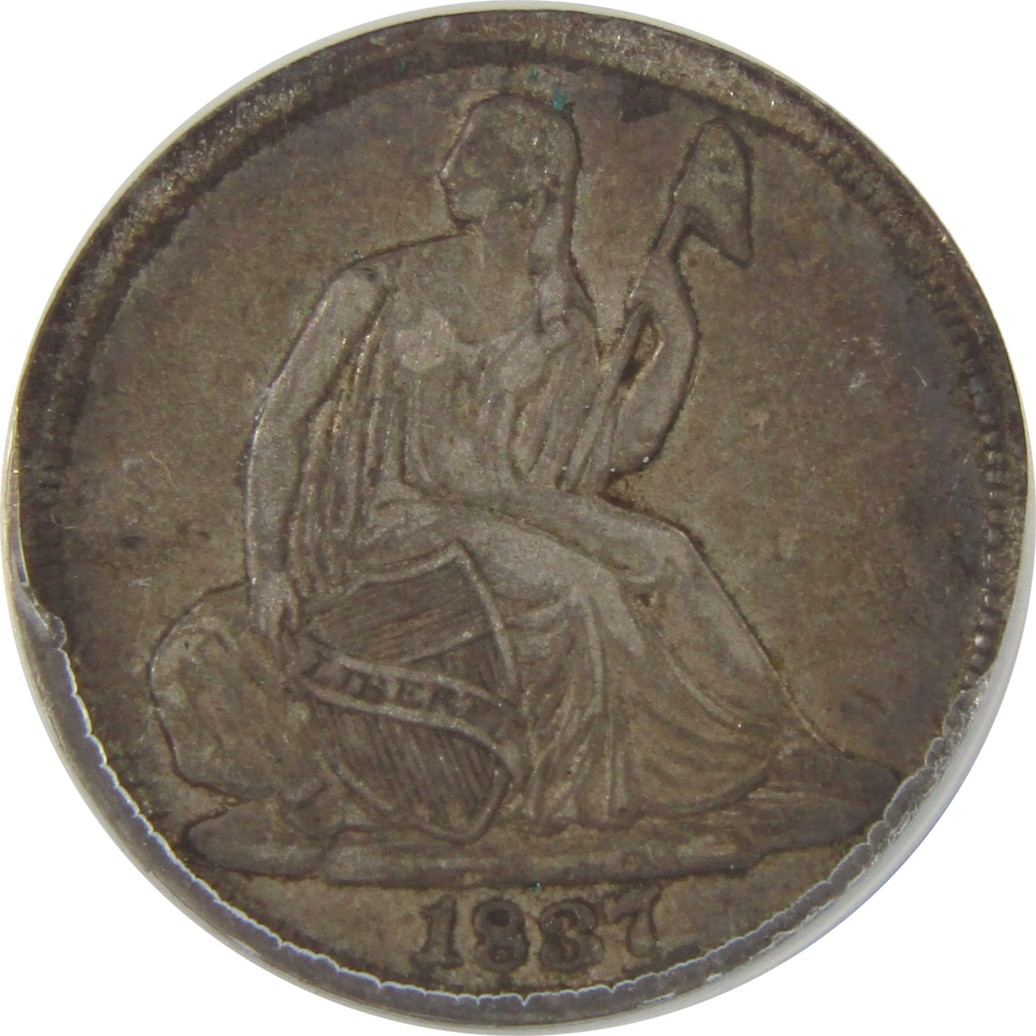 1837 Large Date Seated Liberty Half Dime VF20 Details ANACS SKU:I20110