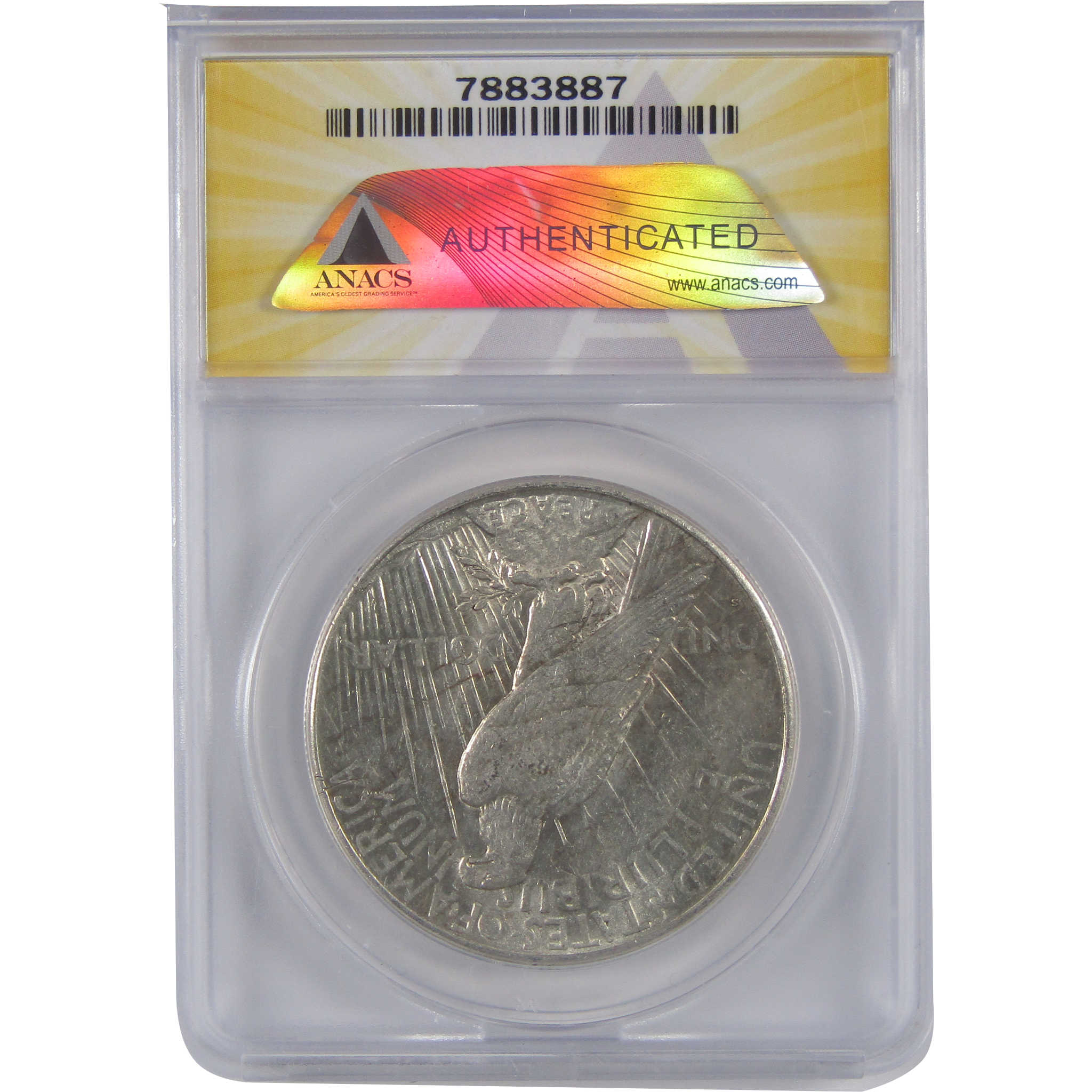 1926 S Peace Dollar AU 50 ANACS Silver $1 Coin SKU:I18607