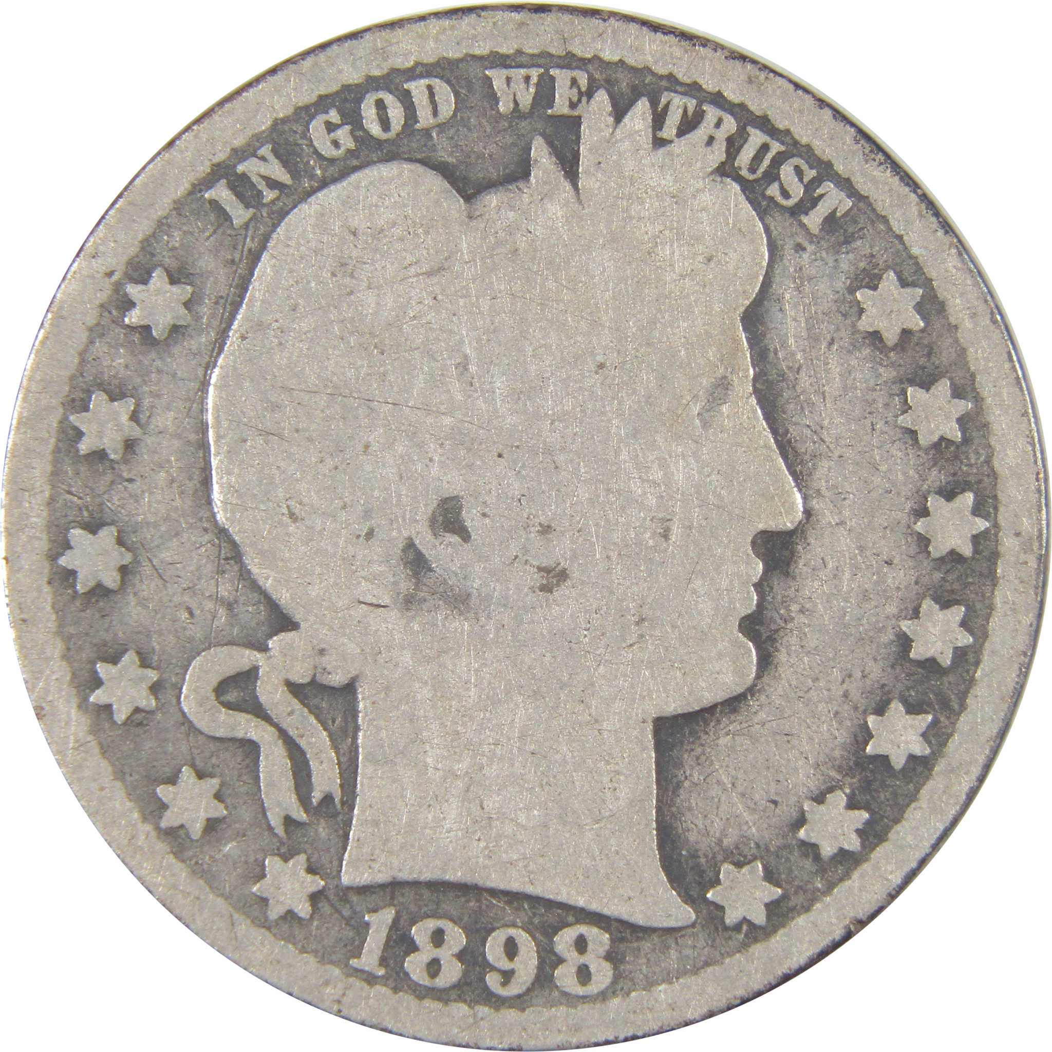 1898 O Barber Quarter AG About Good Silver 25c Coin SKU:I16810