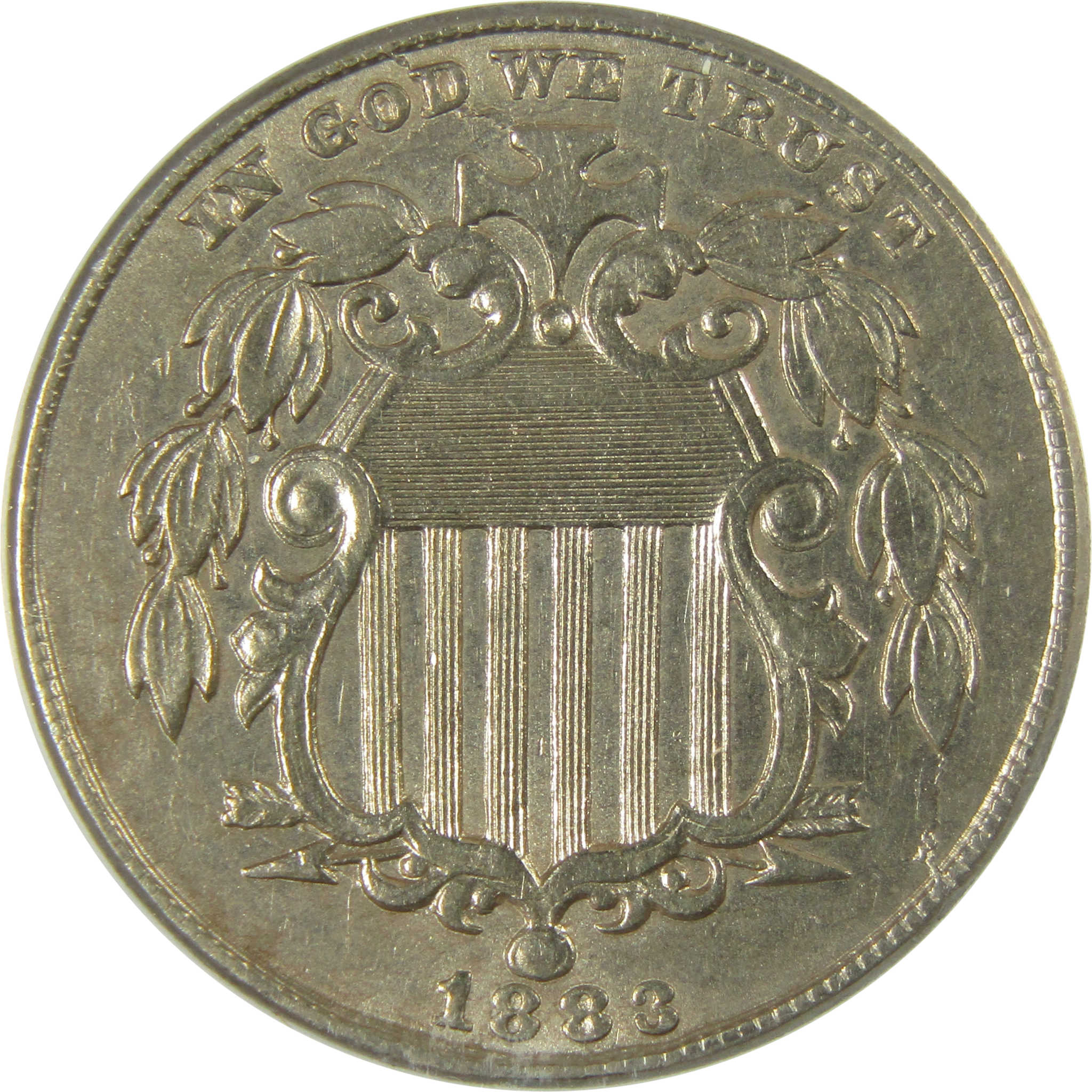 1883 Shield Nickel AU 58 ANACS 5c Coin Collectible SKU:CP196