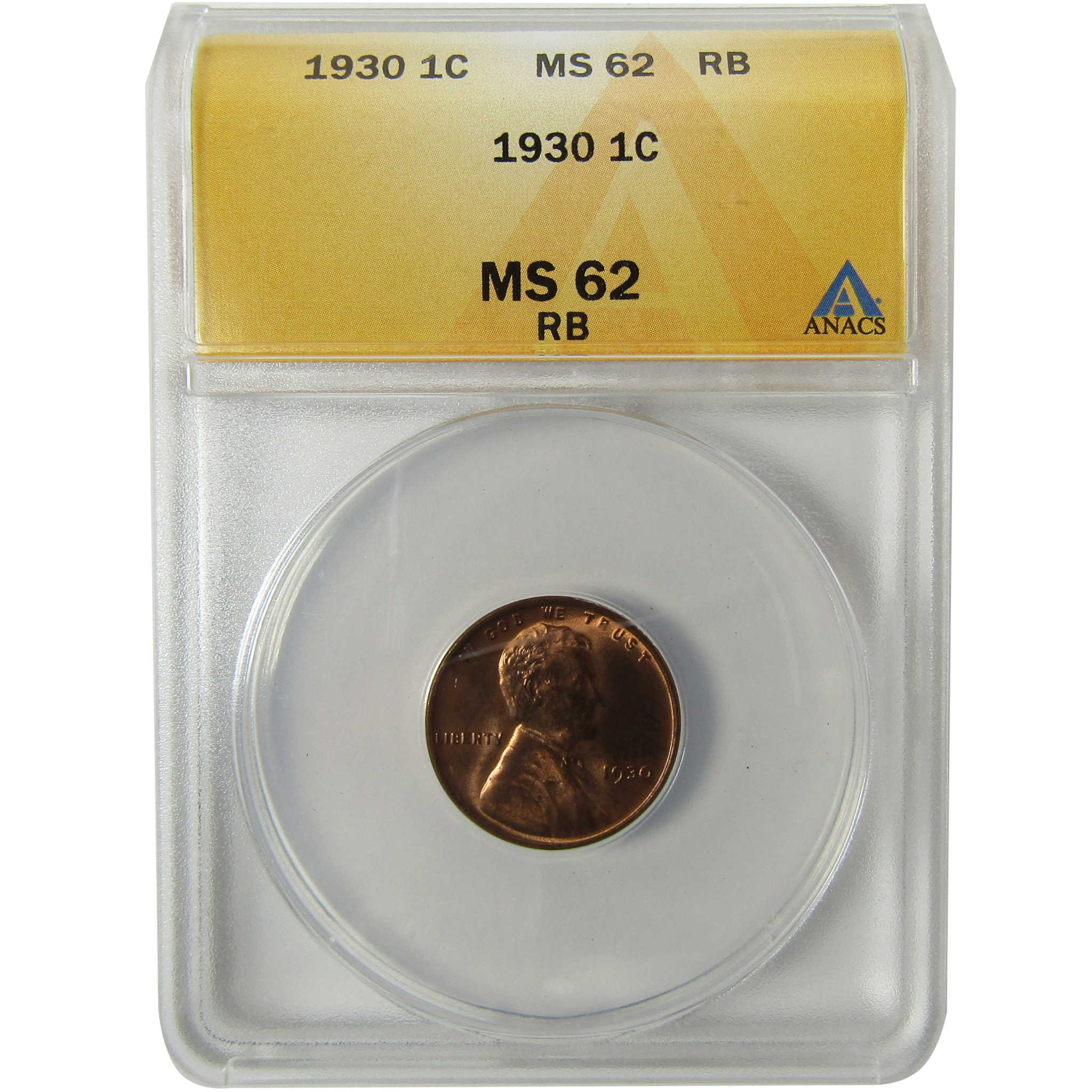 1930 Lincoln Wheat Cent MS 62 RB ANACS Uncirculated Penny SKU:I28447