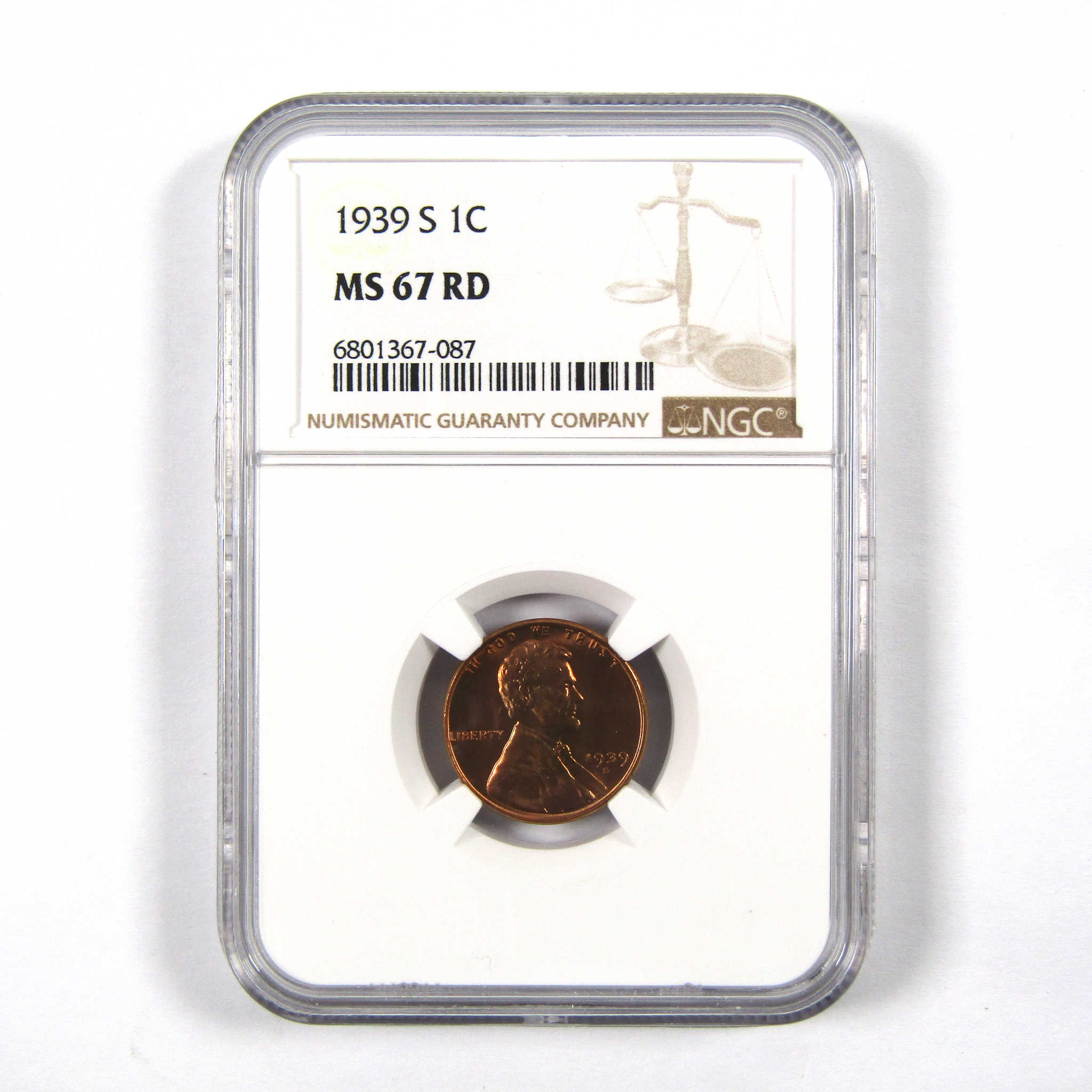 1939 S Lincoln Wheat Cent MS 67 RD NGC Penny 1c Uncirculated SKU:I9709