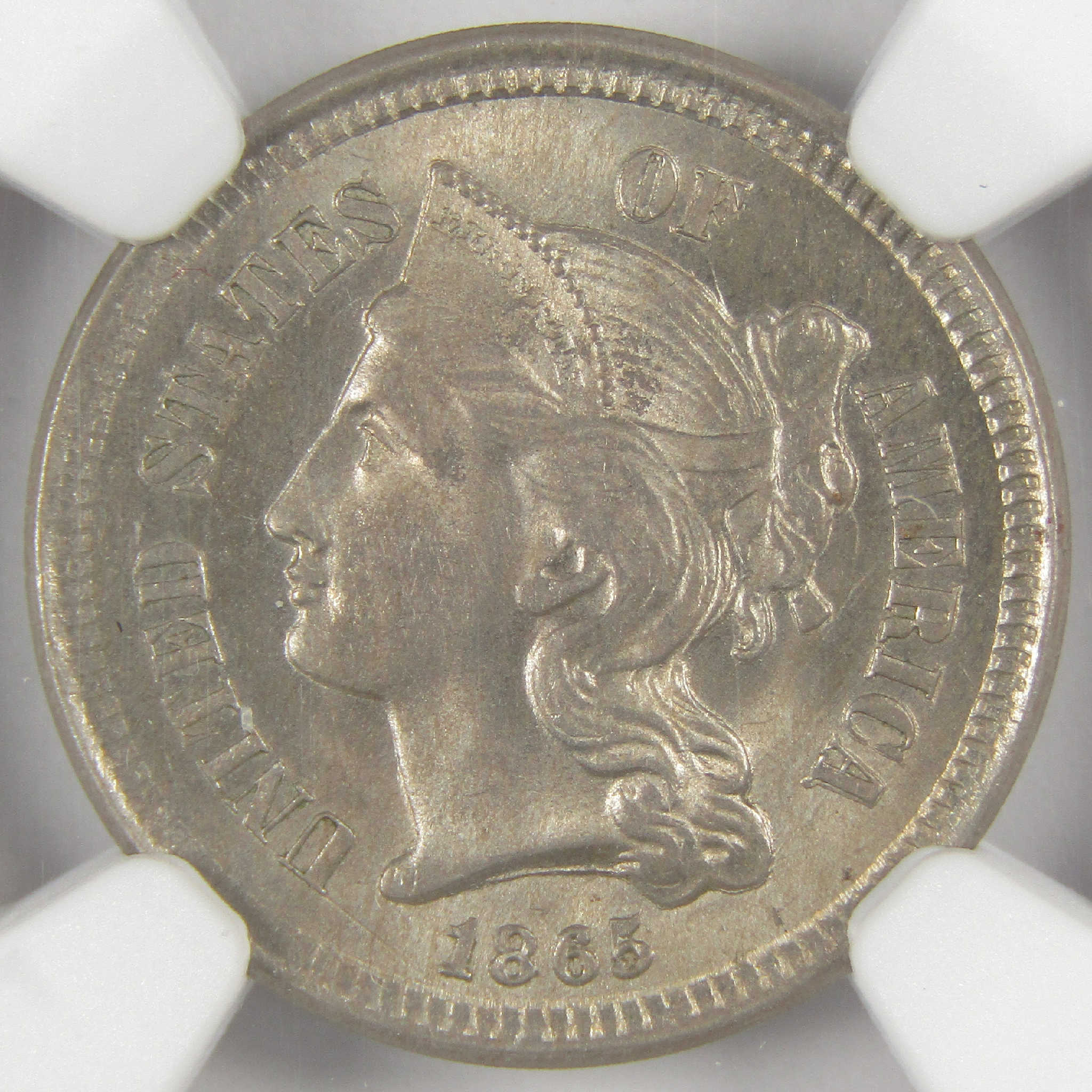 1865 Nickel Three Cent Piece MS 65 NGC Uncirculated 3c Coin