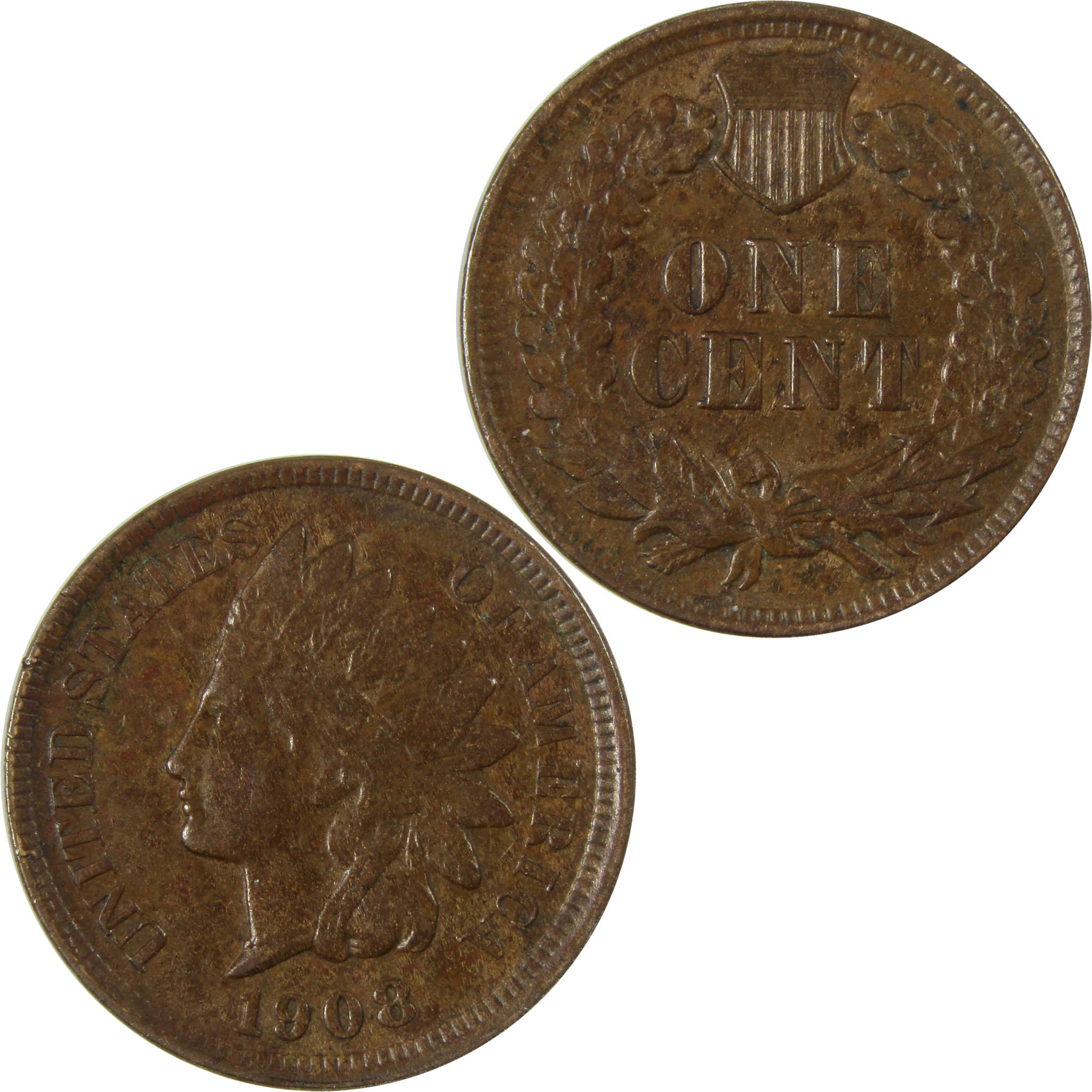 1908 Indian Head Cent XF EF Extremely Fine Penny 1c Coin SKU:I26950
