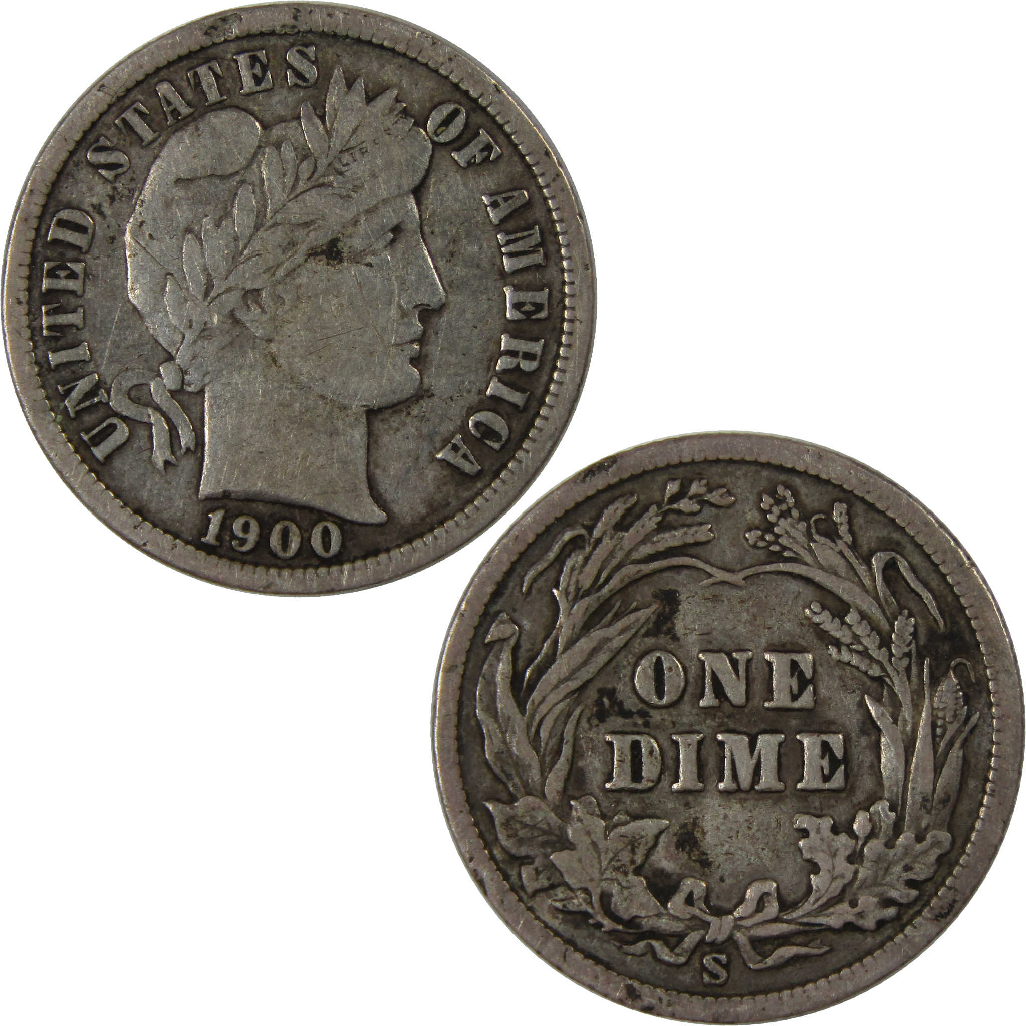 1900 S Barber Dime F Fine Silver 10c Coin Collectible SKU:I23722