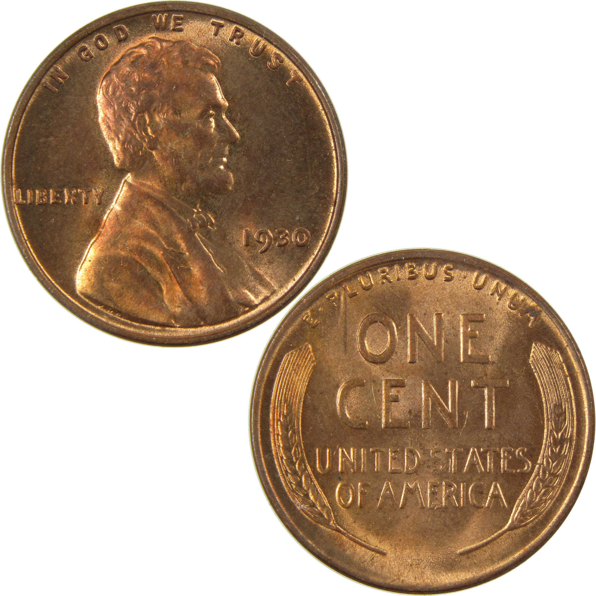 1930 Lincoln Wheat Cent Uncirculated Penny 1c Coin SKU:I28255