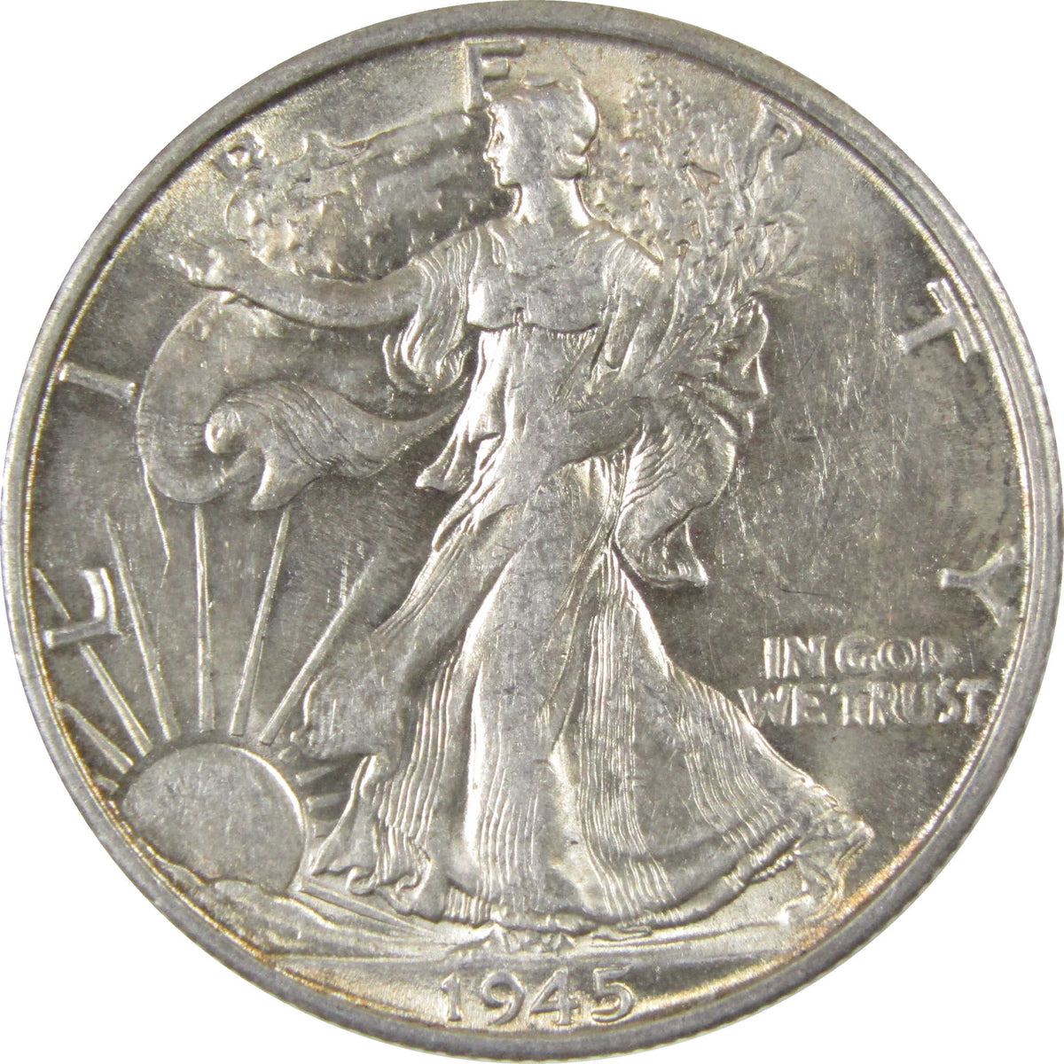1945 S Liberty Walking Silver 50c Borderline Uncirculated SKU:I28680