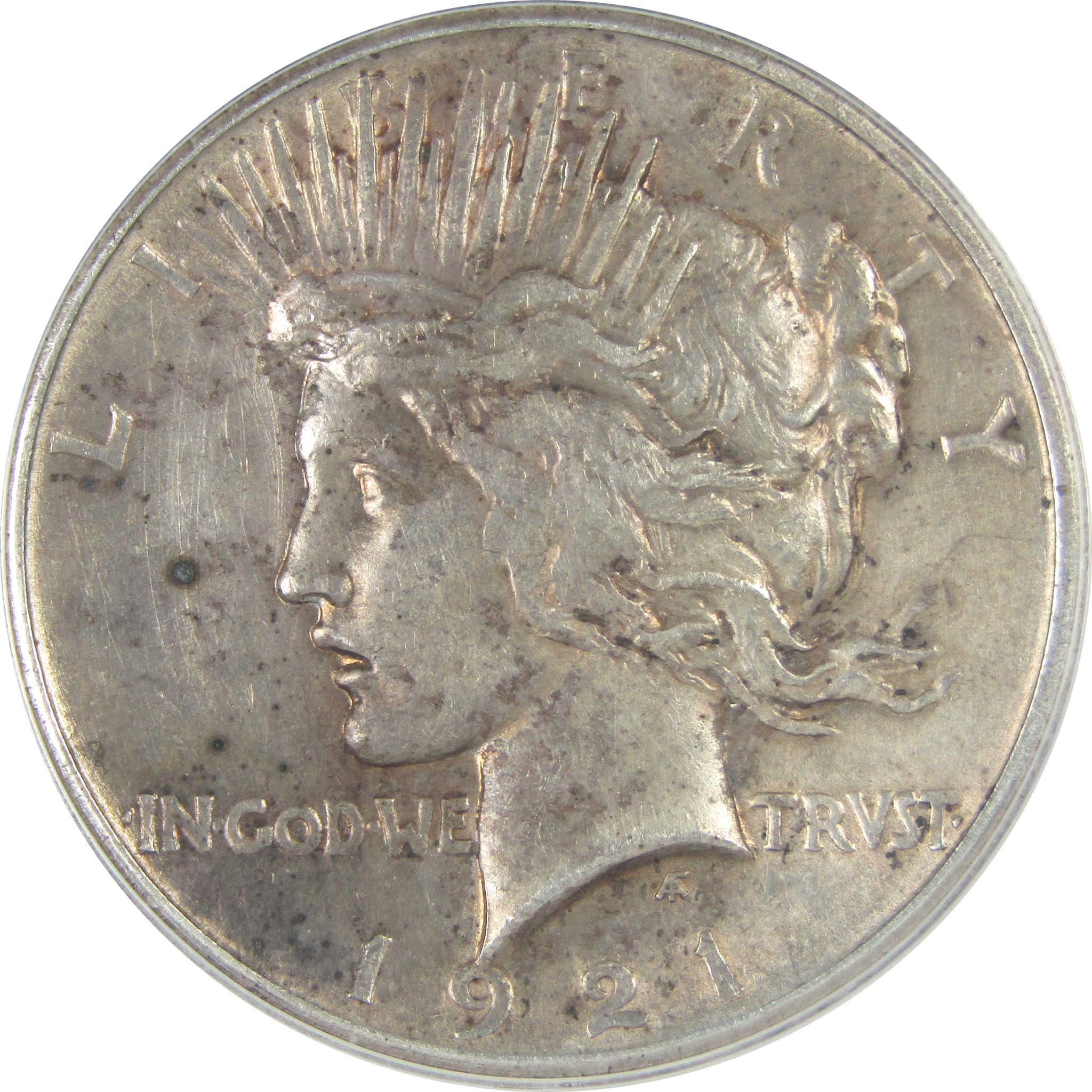 1921 High Relief Peace Dollar AU 55 Details ANACS Silver $1 SKU:I16239