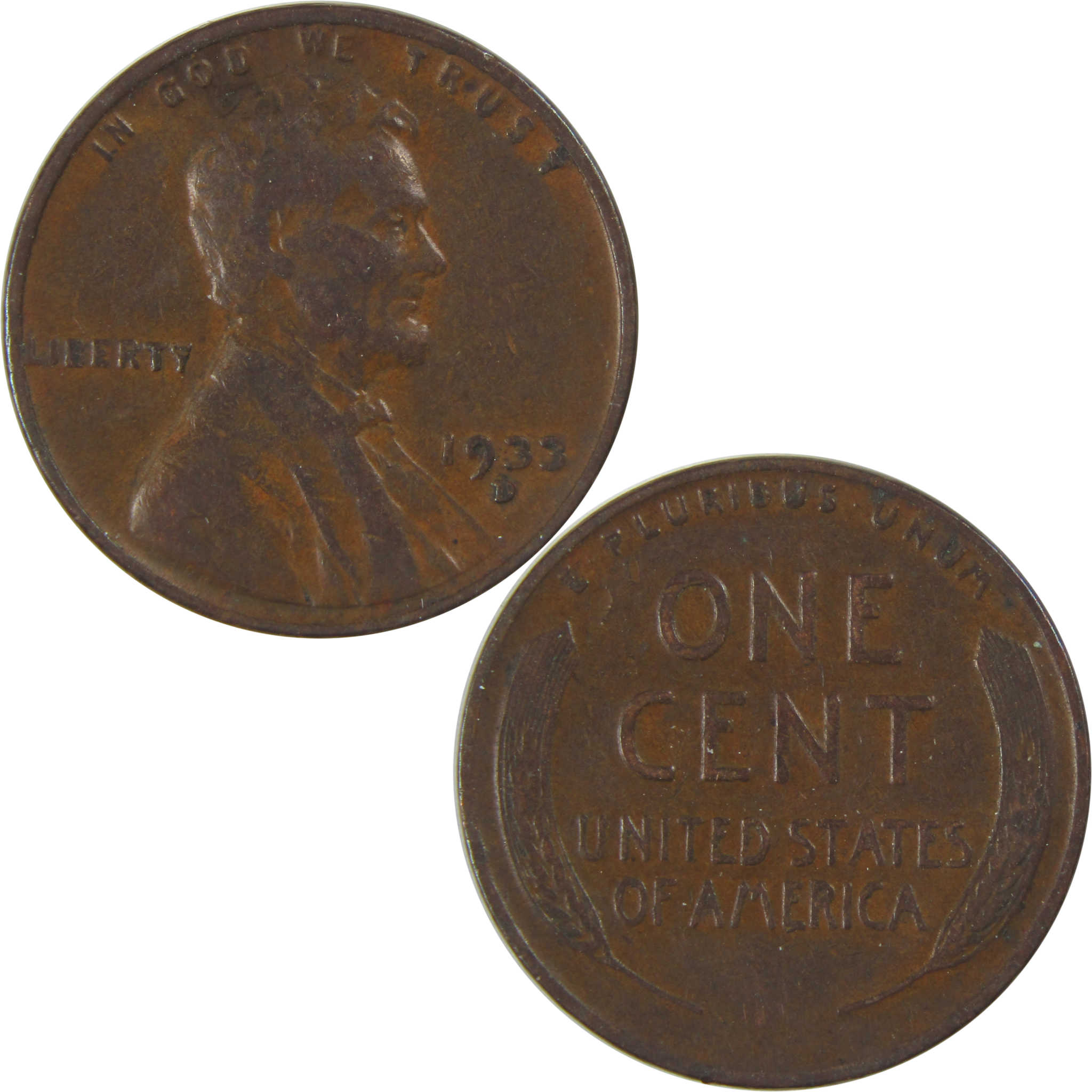 1933 D Lincoln Wheat Cent VF Very Fine Penny 1c Coin SKU:I23772