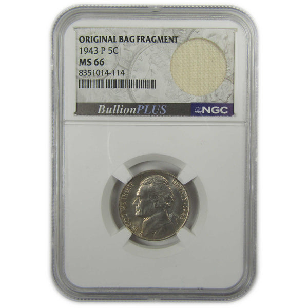 1943 P Jefferson Nickel MS 66 NGC Silver Bag Fragment SKU:I20308