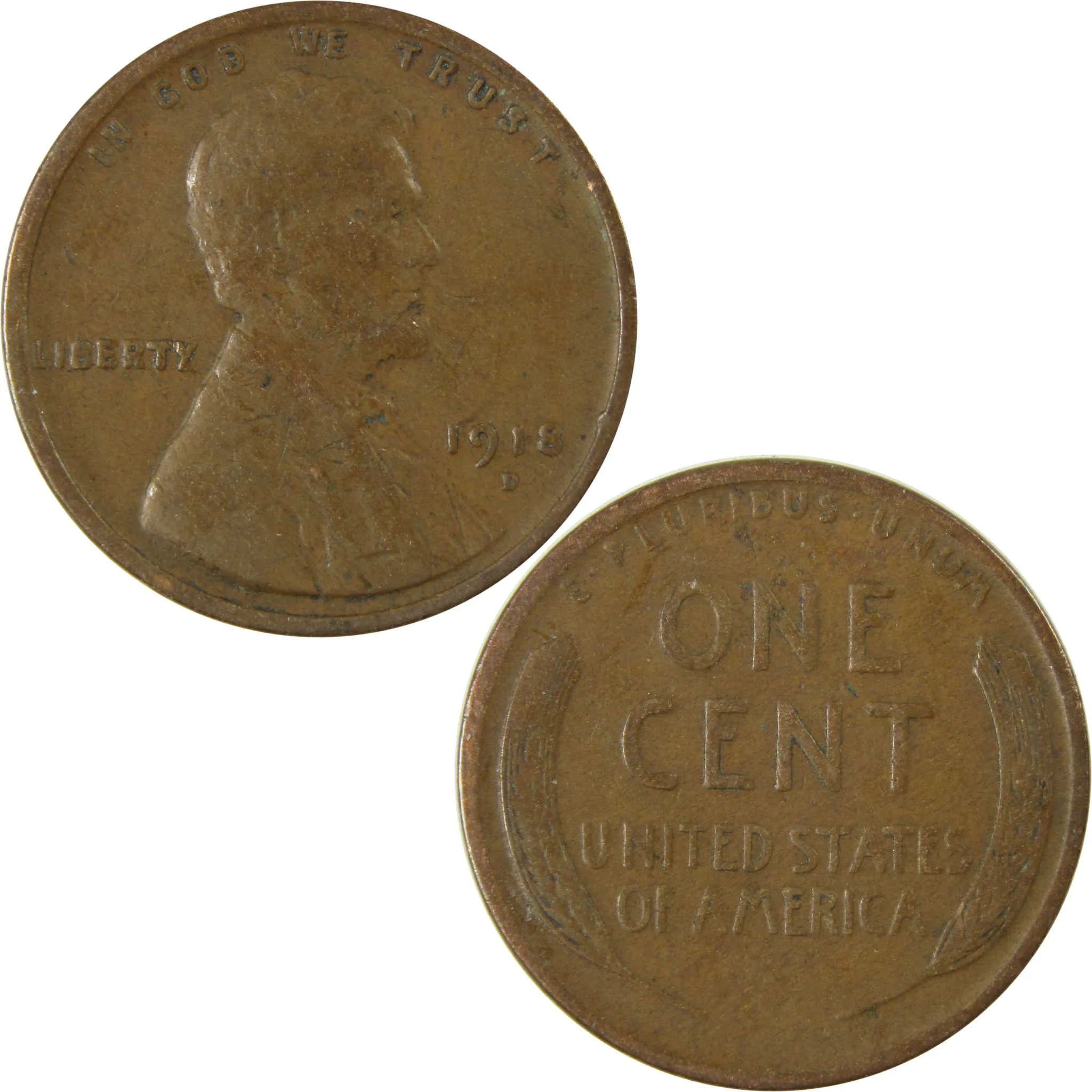 1918 D Lincoln Wheat Cent VF Very Fine Penny 1c Coin SKU:I25874