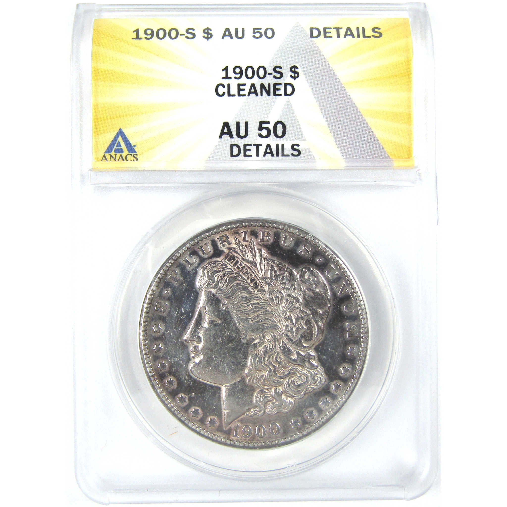 1900 S Morgan Dollar AU 50 Details ANACS Silver $1 Coin SKU:I16228 - Morgan coin - Morgan silver dollar - Morgan silver dollar for sale - Profile Coins &amp; Collectibles