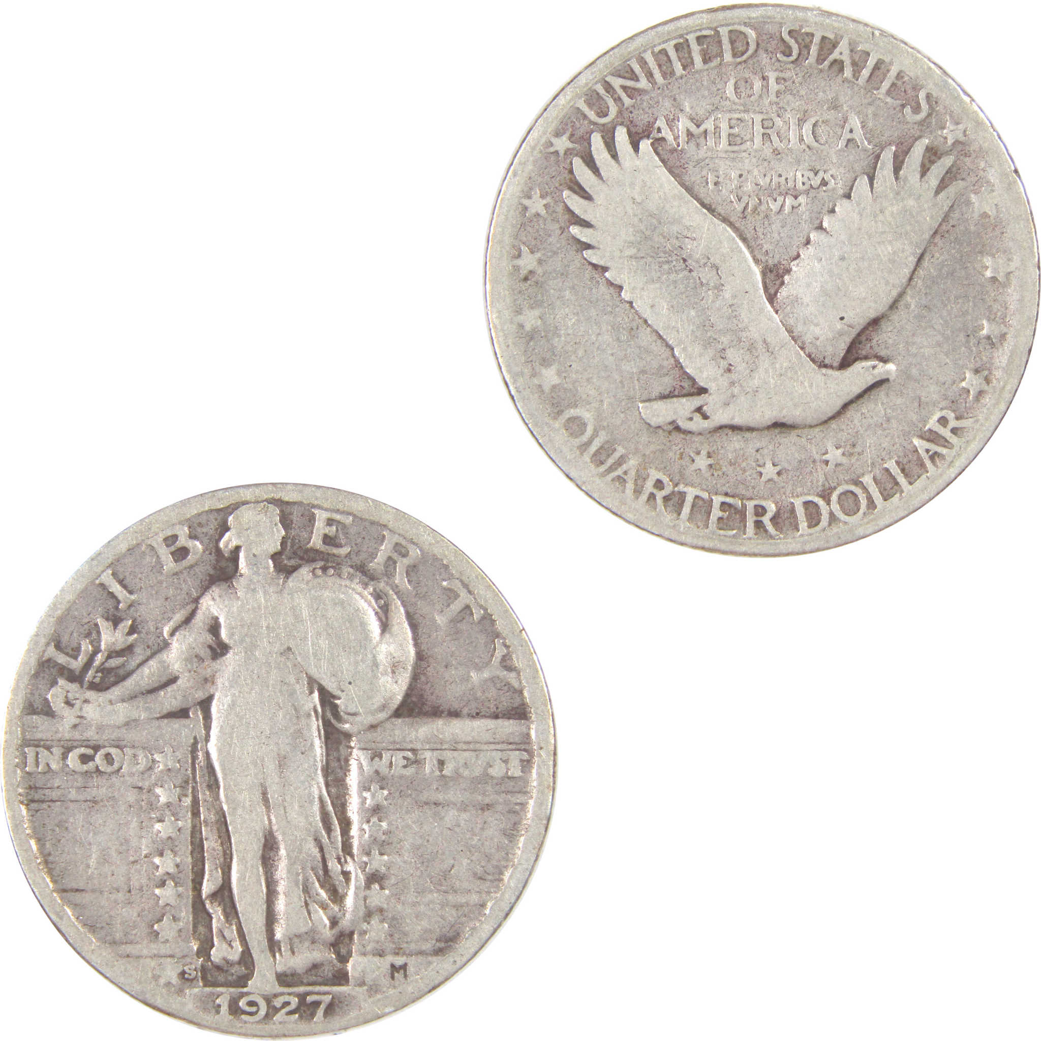 1927 S Standing Liberty Quarter G Good Silver 25c Coin SKU:I16914