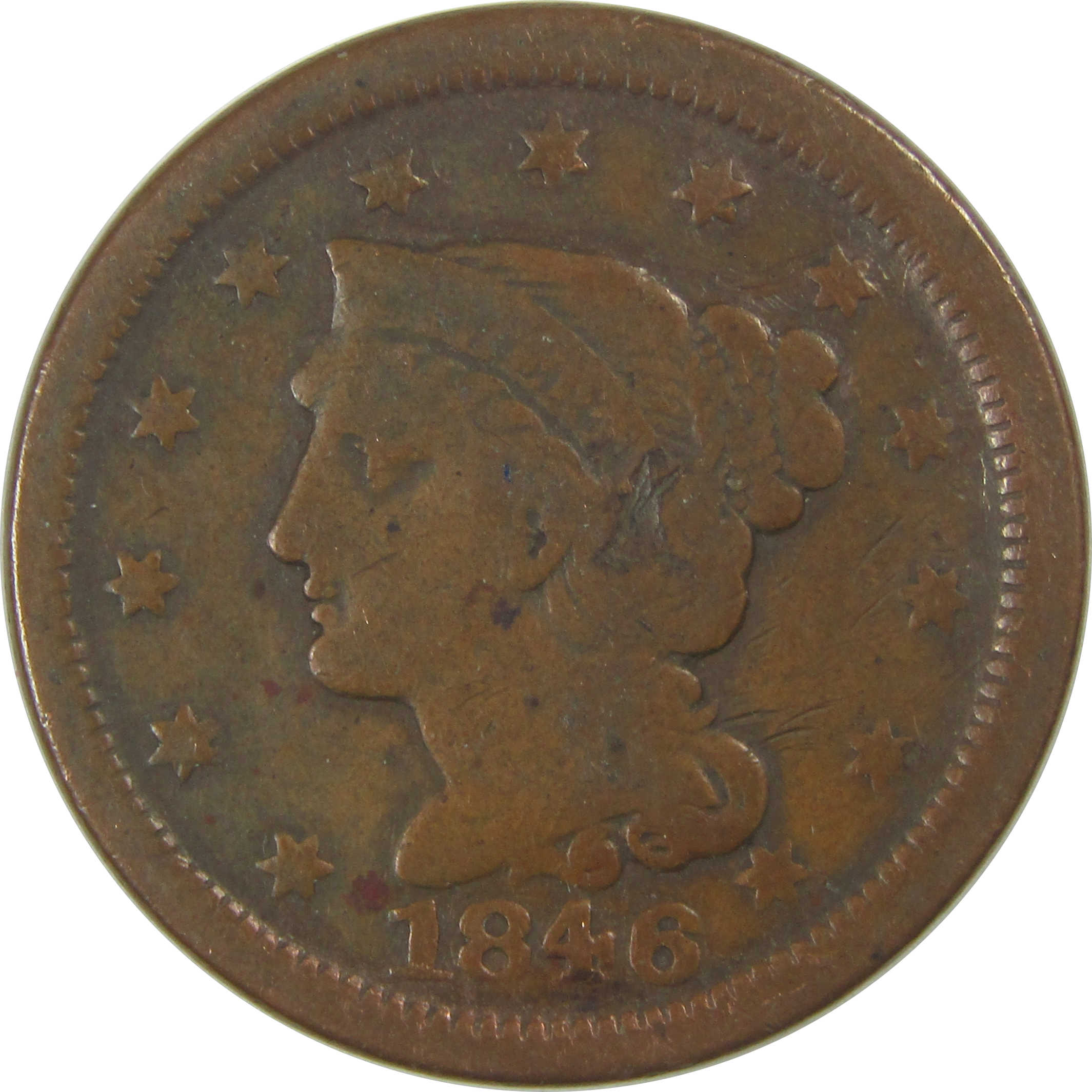 1846 Small Date Braided Hair Large Cent VG Details Copper SKU:CPC0769