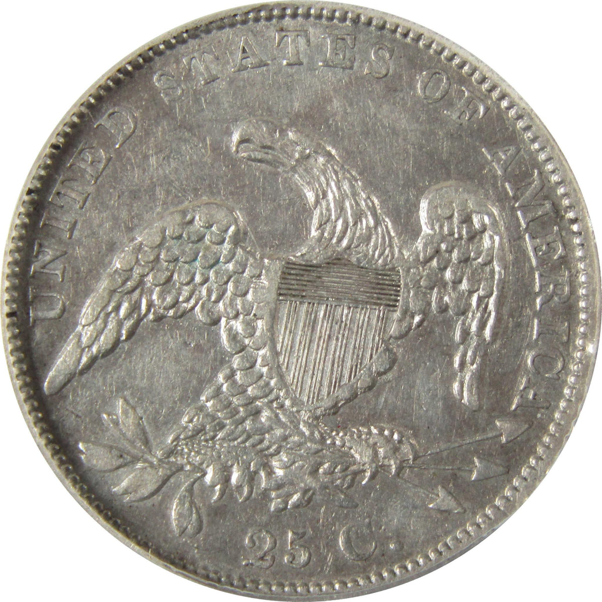 1838 B-1 Capped Bust Silver Quarter EF 45 Details ANACS SKU:I28002