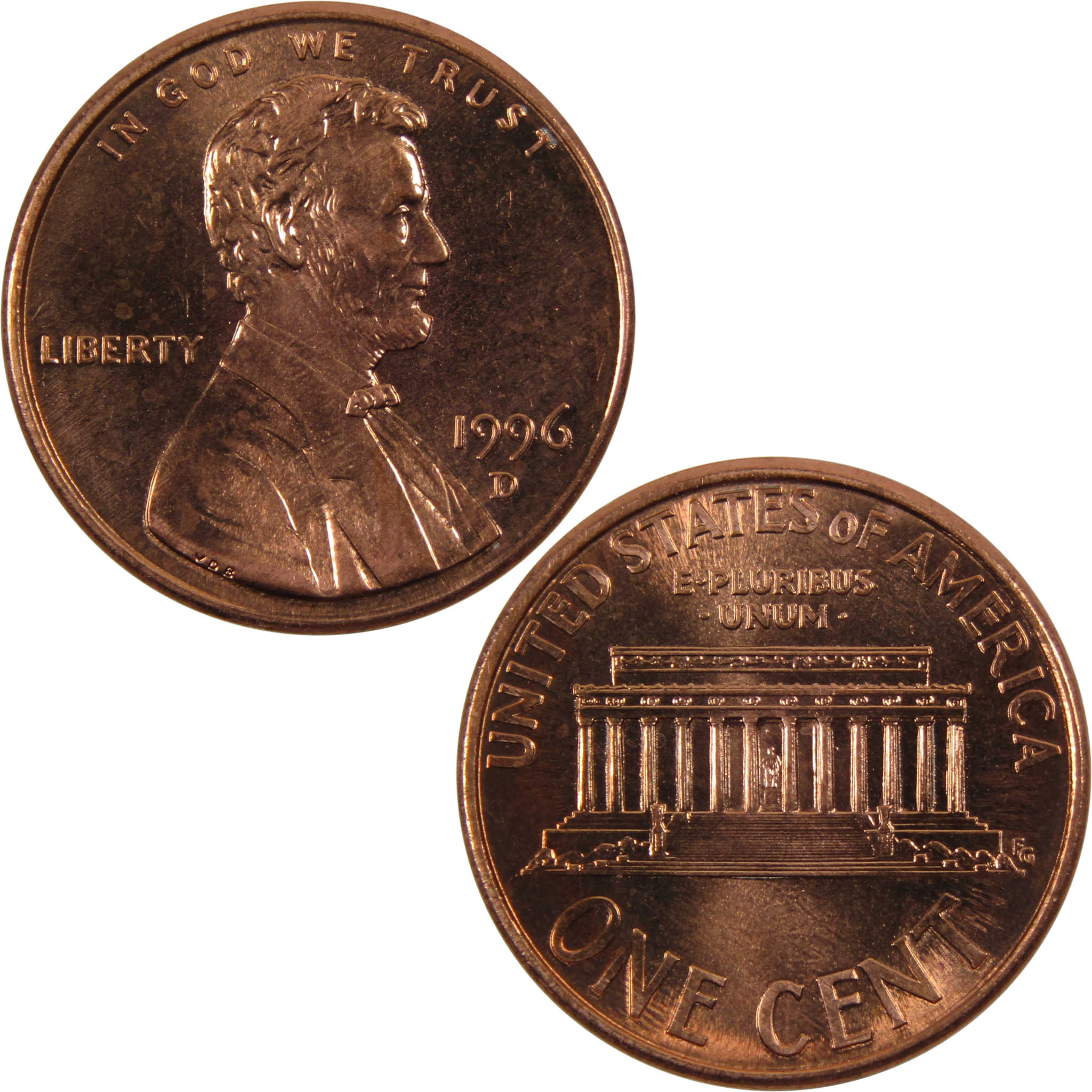 1996 D Lincoln Memorial Cent BU Uncirculated Penny 1c Coin