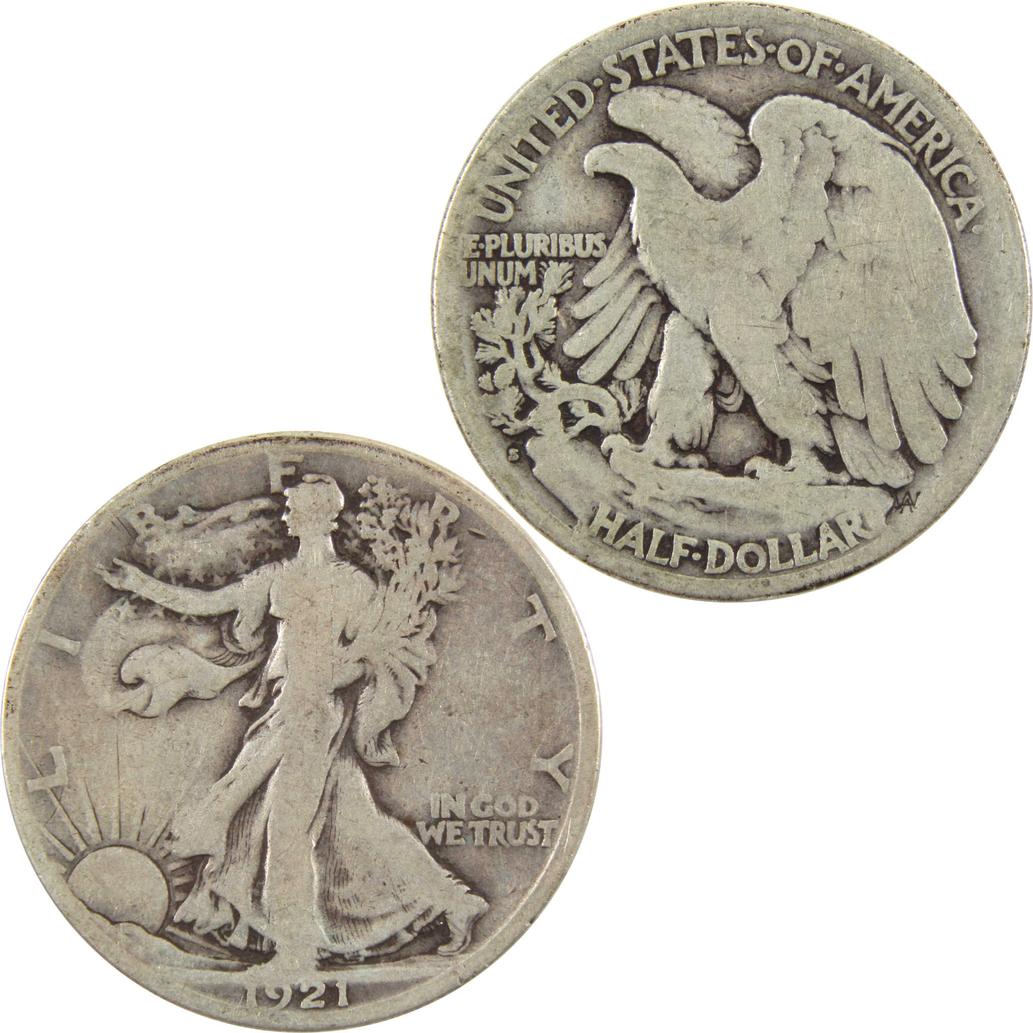 1921 S Liberty Walking Half Dollar VG 90% Silver 50c SKU:I10699