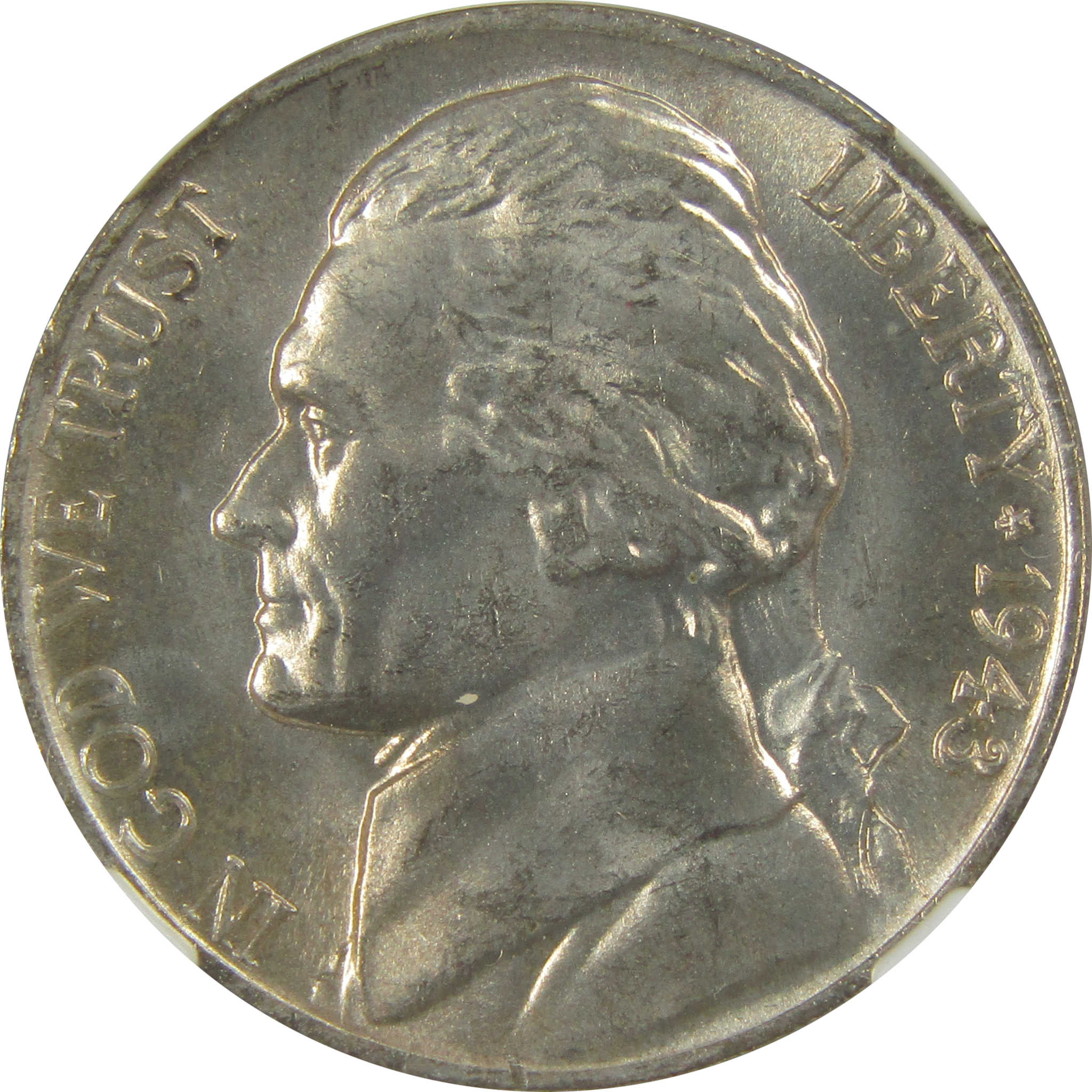 1943 P Jefferson Nickel MS 66 NGC Silver Bag Fragment SKU:I20308