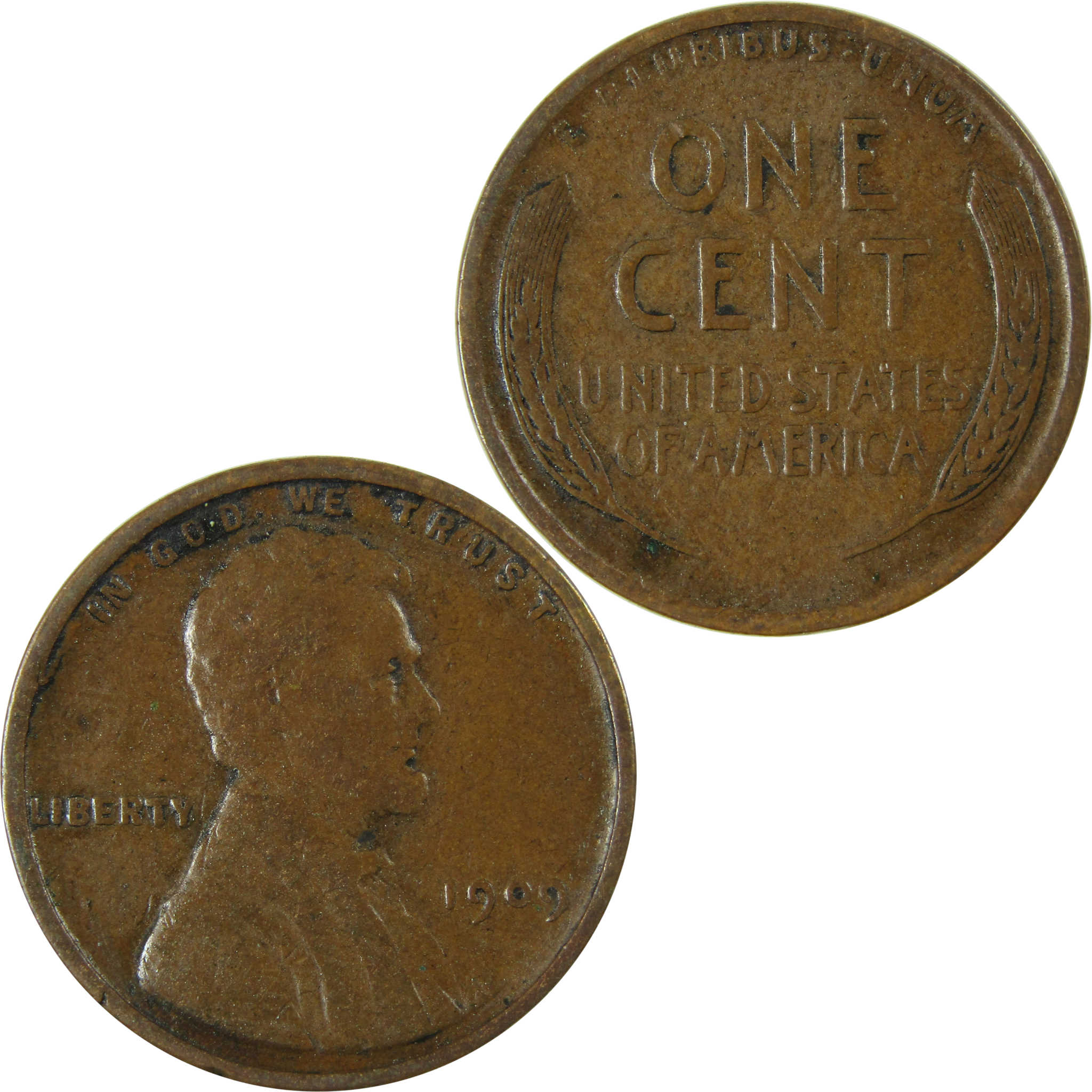 1909 Lincoln Wheat Cent F Fine Penny 1c Coin Collectible SKU:I26338