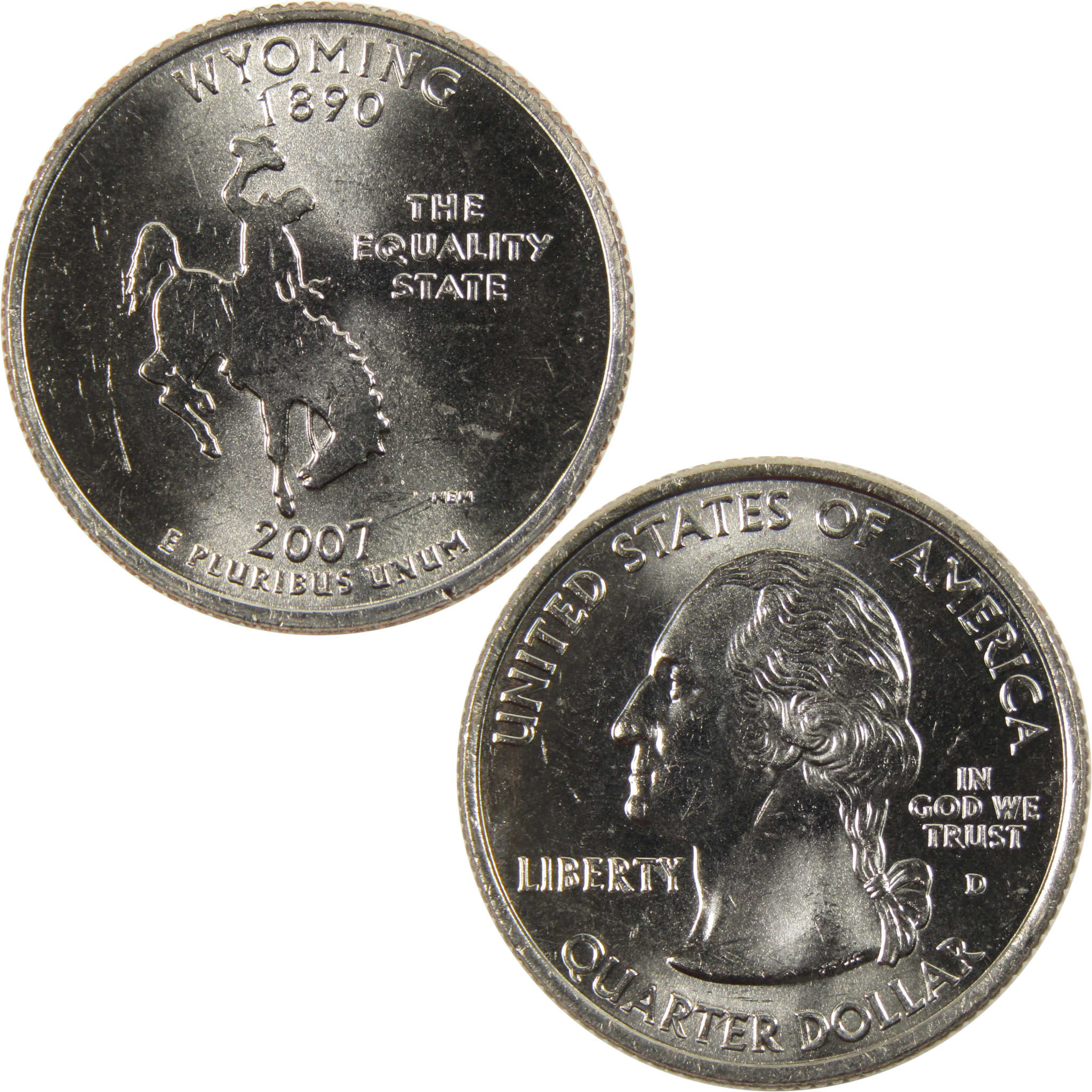 2007 D Wyoming State Quarter BU Uncirculated Clad 25c Coin