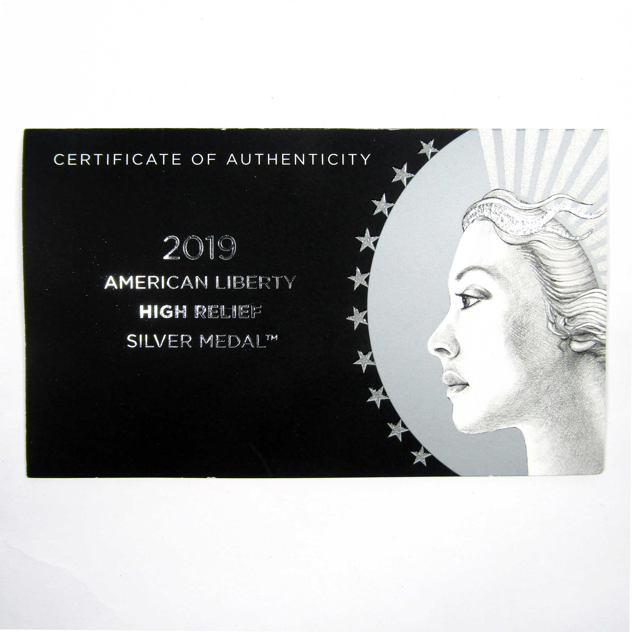 2019 P High Relief American Liberty Medal Unc .999 Silver SKU:CPC7278