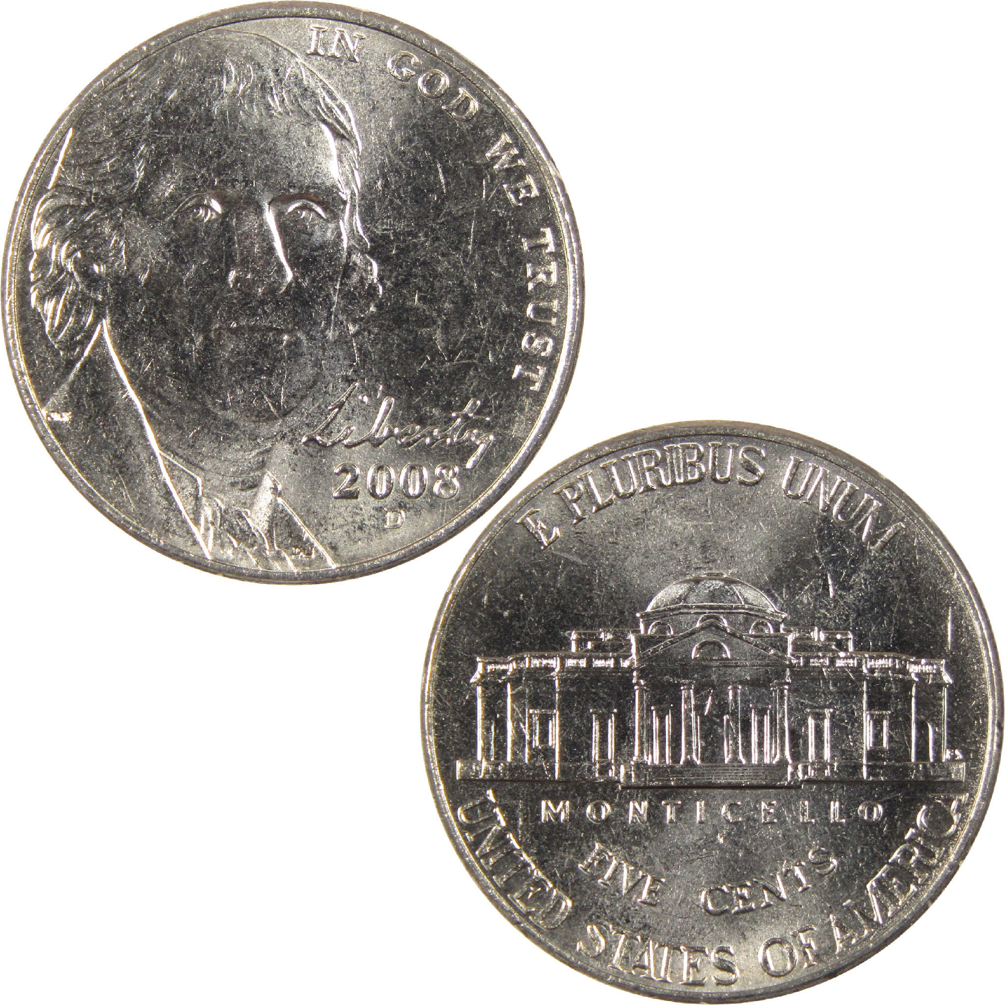2008 D Jefferson Nickel Uncirculated 5c Coin