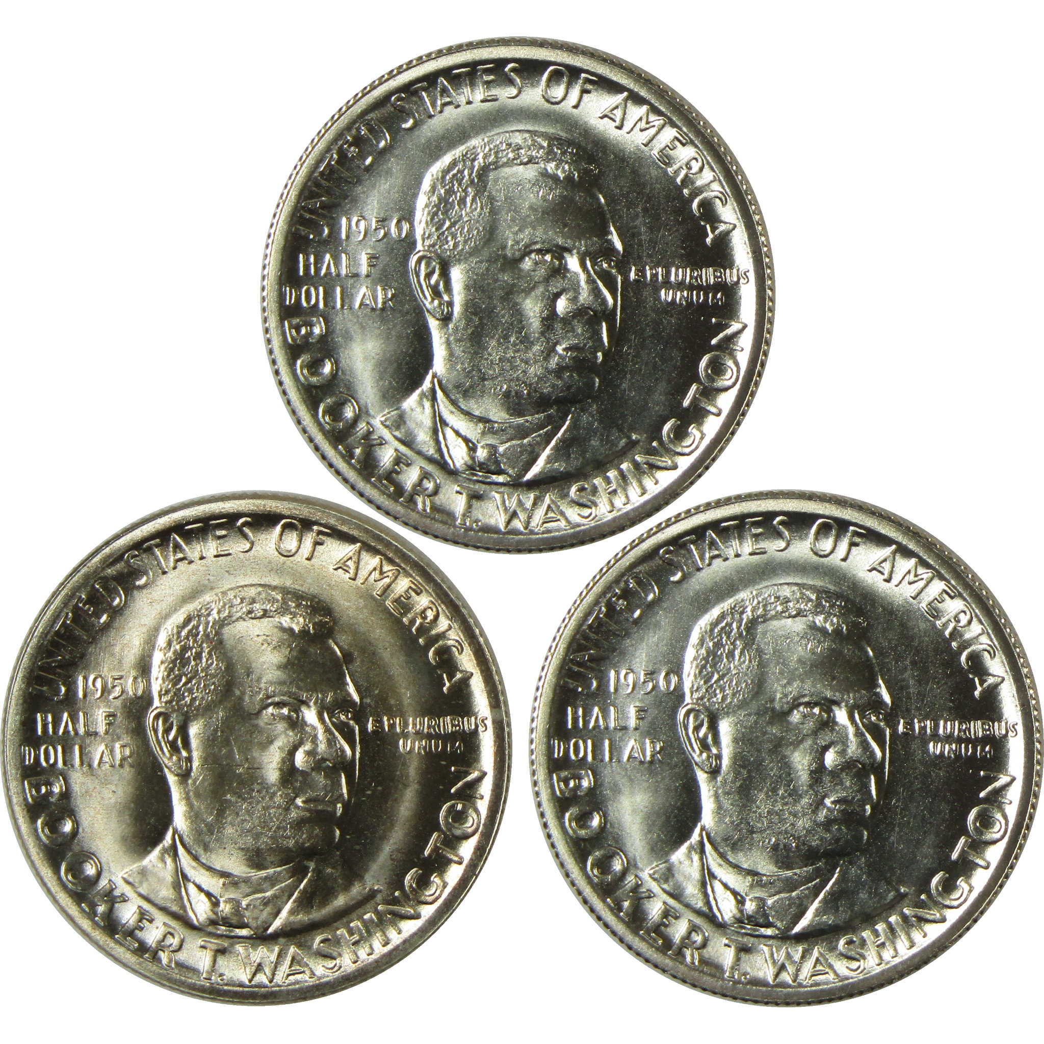 1950 PDS Booker T Washington 50c 3 Coin All-Mint Set BU Choice Unc