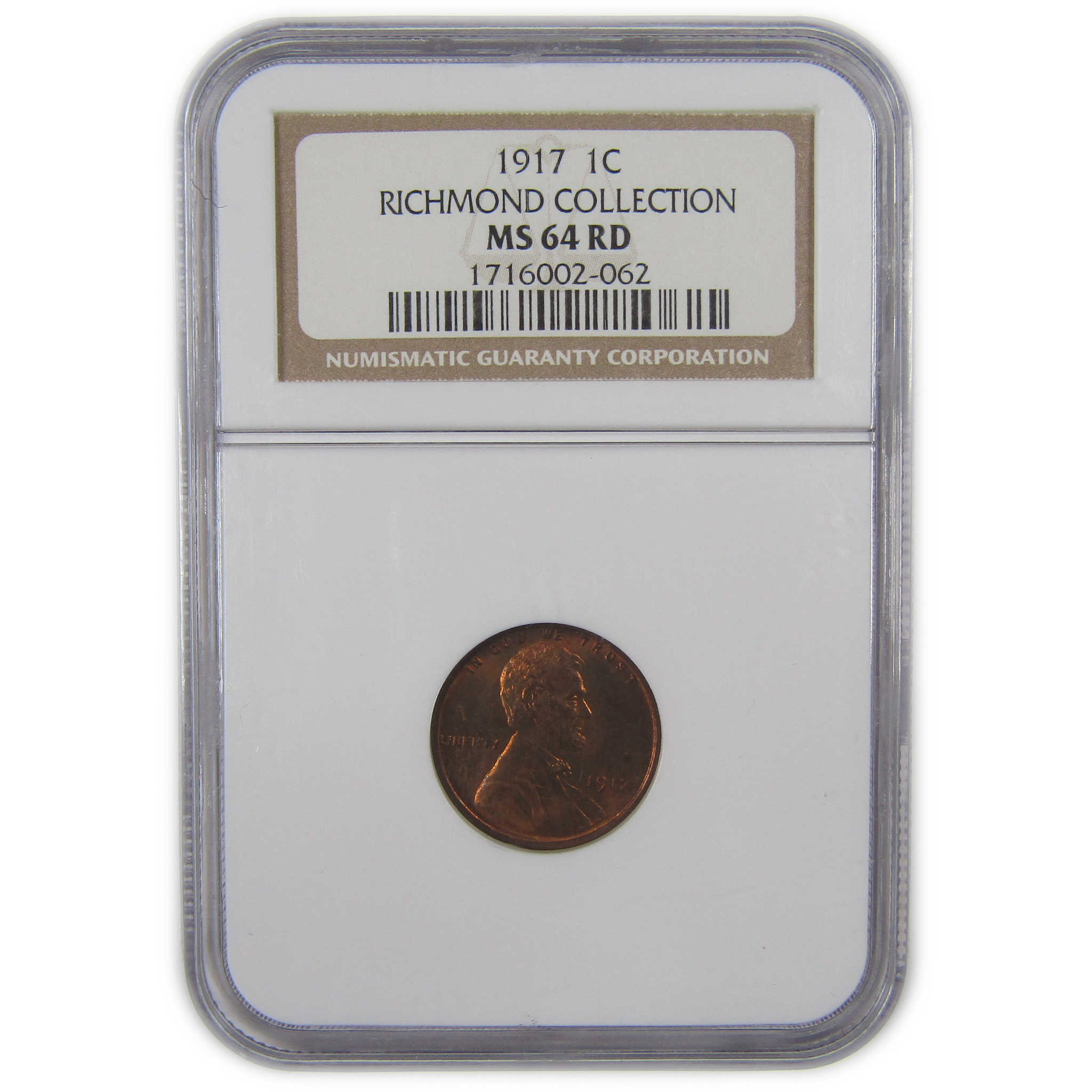 1917 Lincoln Wheat Cent MS 64 RD NGC Richmond Collection SKU:I23445