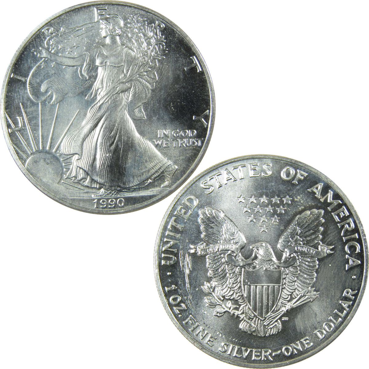 1990 American Silver Eagle Uncirculated Mint State $1 Coin SKU:CP1512