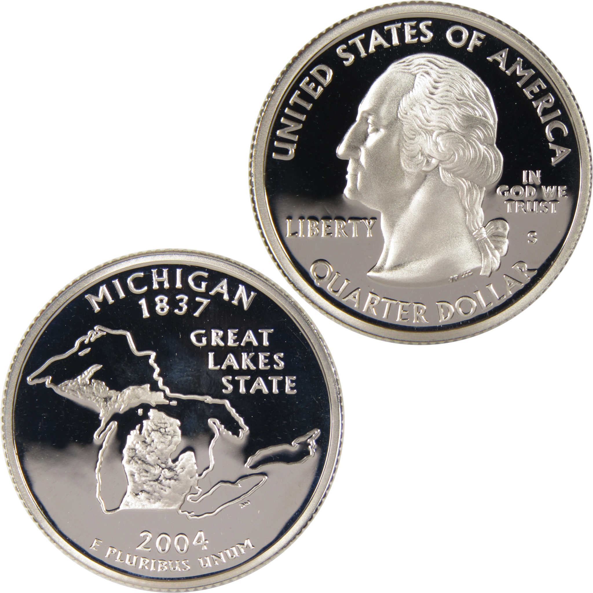 2004 S Michigan State Quarter Silver 25c Proof Coin