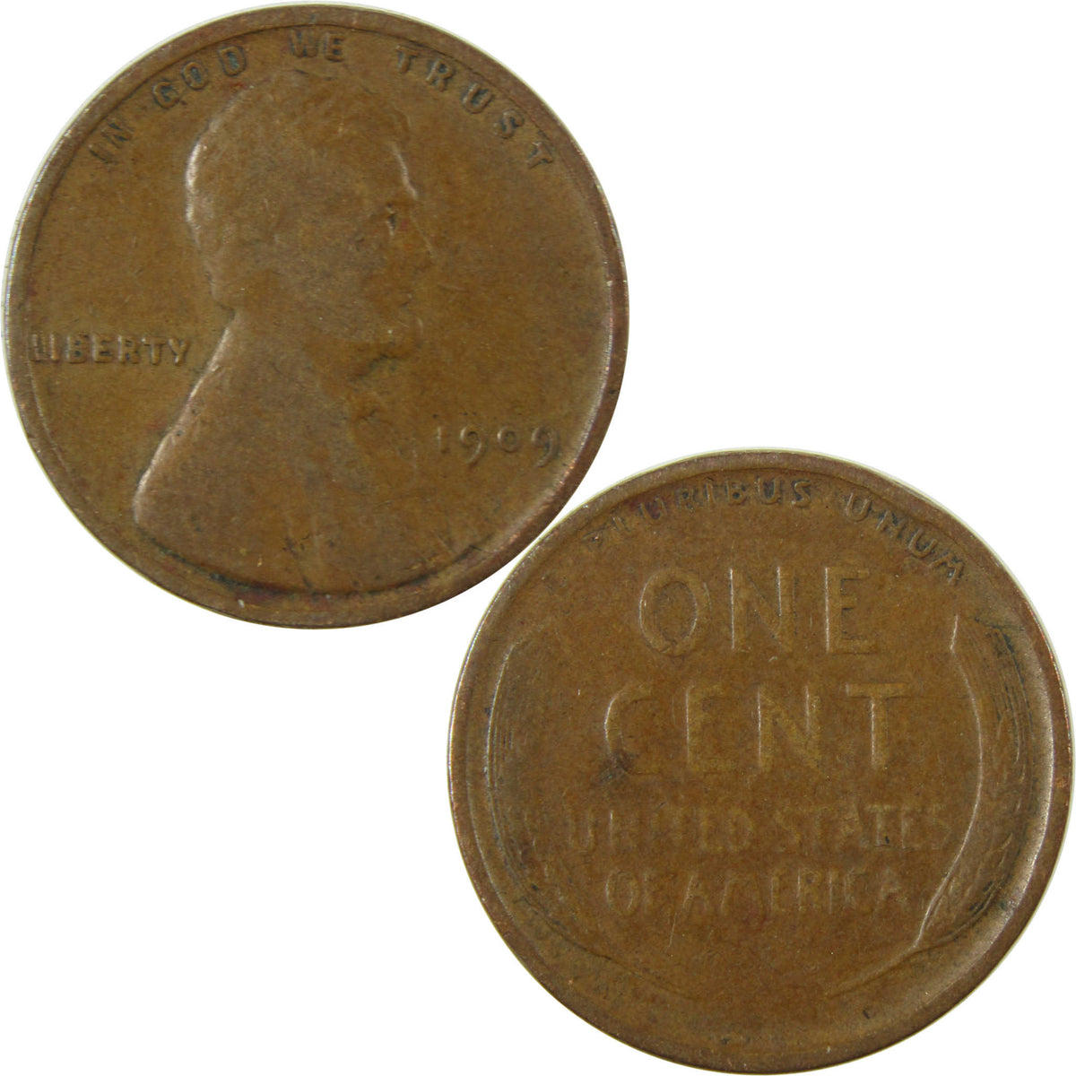 1909 VDB Lincoln Wheat Cent F Fine Penny 1c Coin SKU:I28644