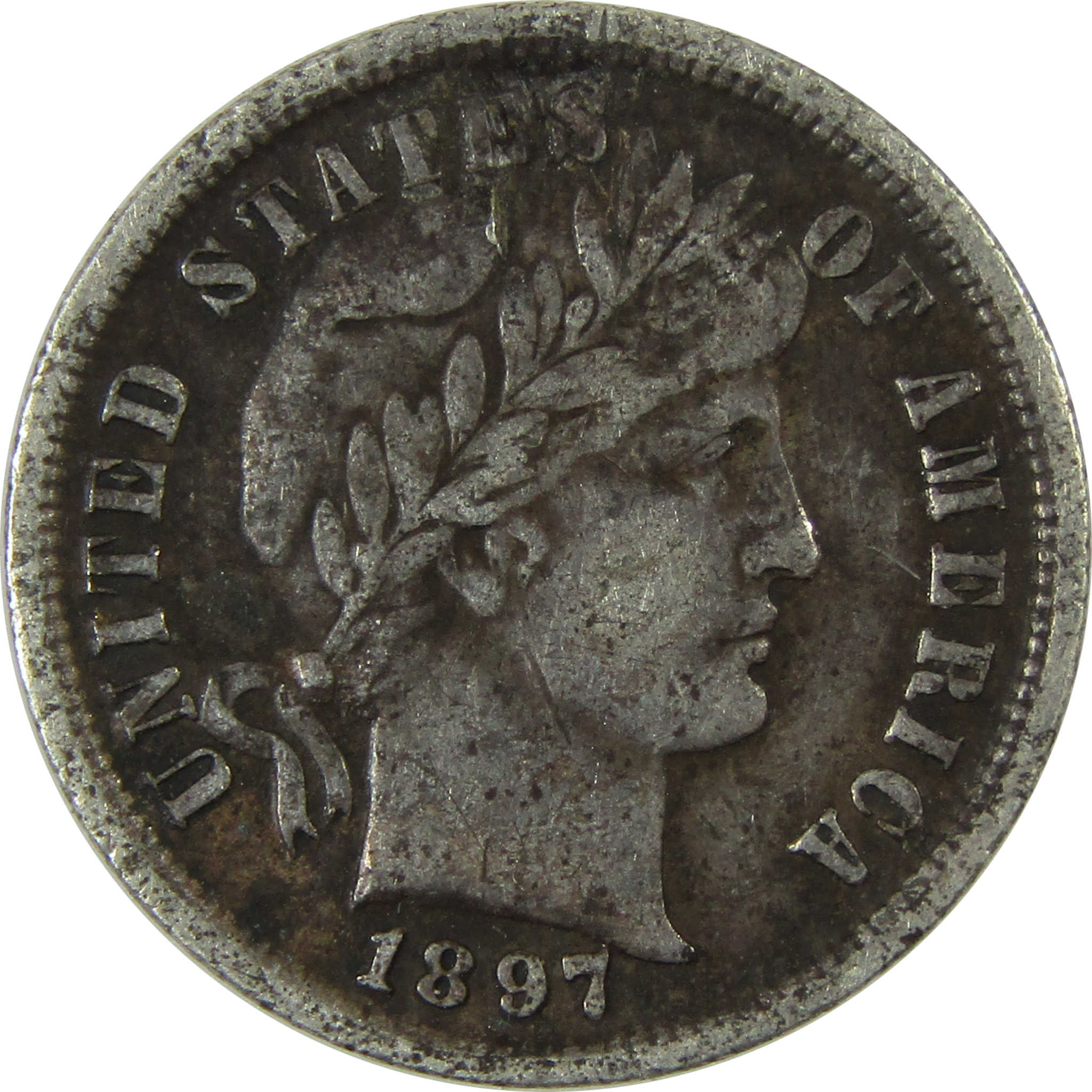 1897 Barber Silver Dime F Fine Details 10c Coin Collectible SKU:CP1025