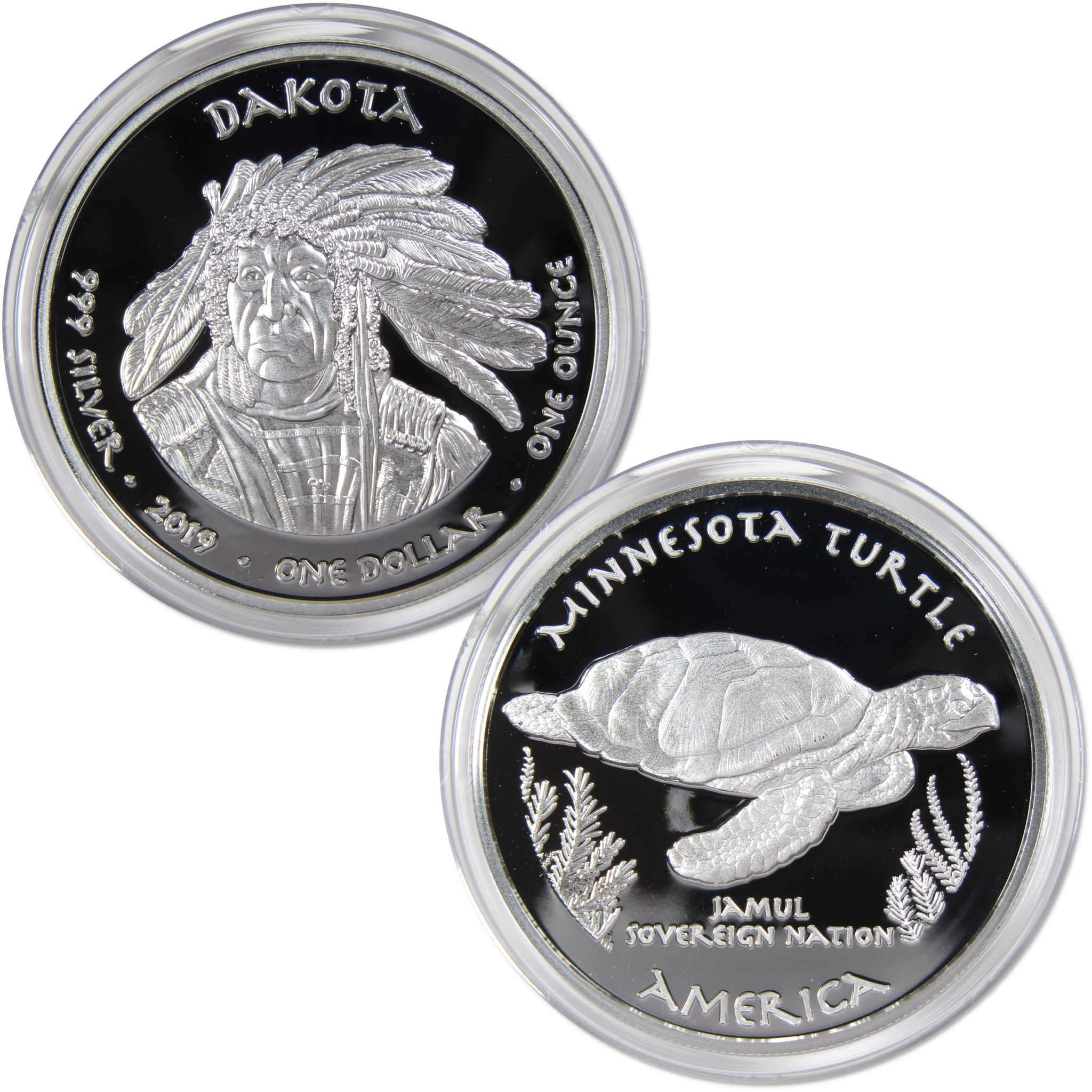 2019 Native American Jamul Dakota Minnesota Turtle 1 oz Silver Proof