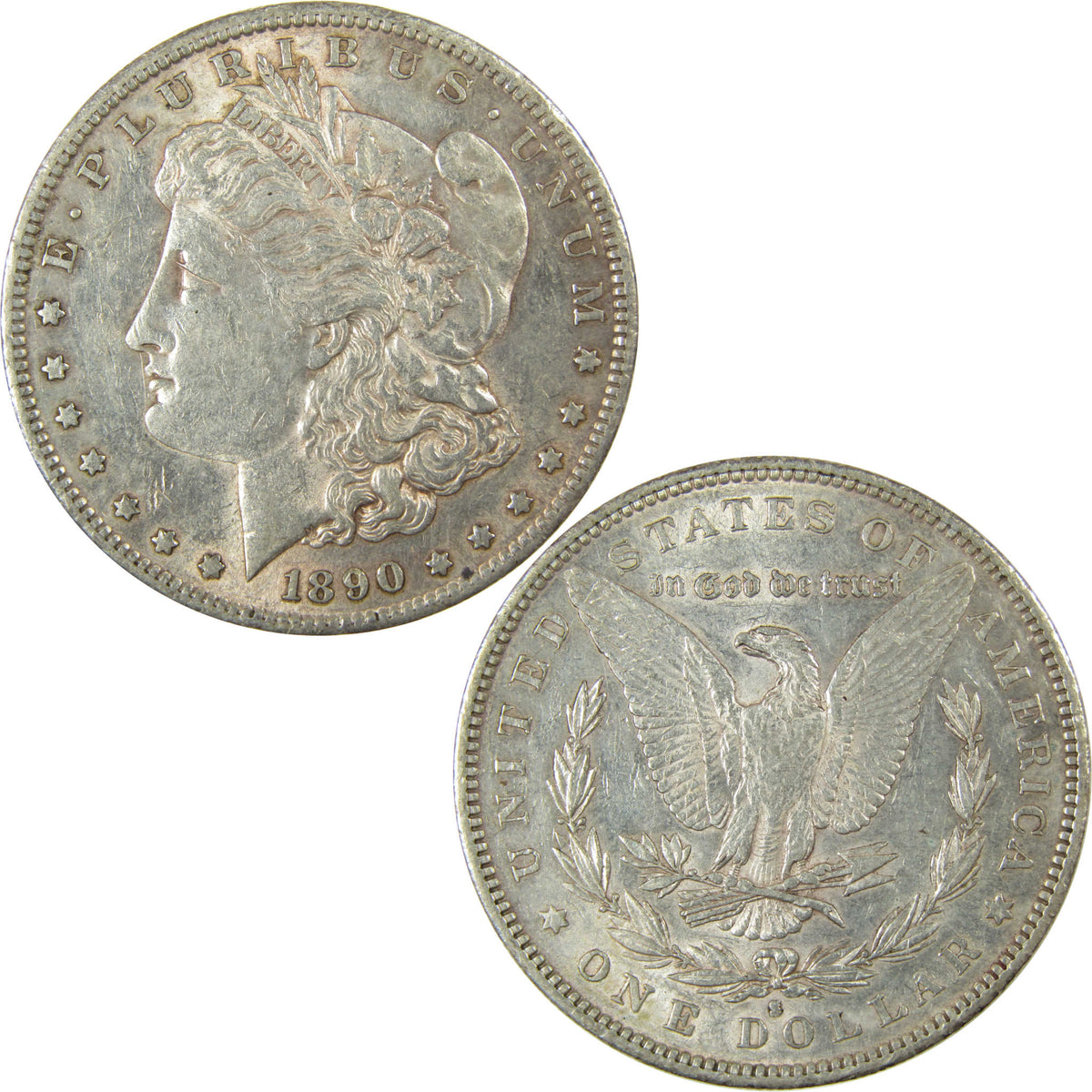 1890 S Morgan Silver Dollar AU About Uncirculated $1 Coin SKU:CP1585 - Morgan coin - Morgan silver dollar - Morgan silver dollar for sale - Profile Coins &amp; Collectibles