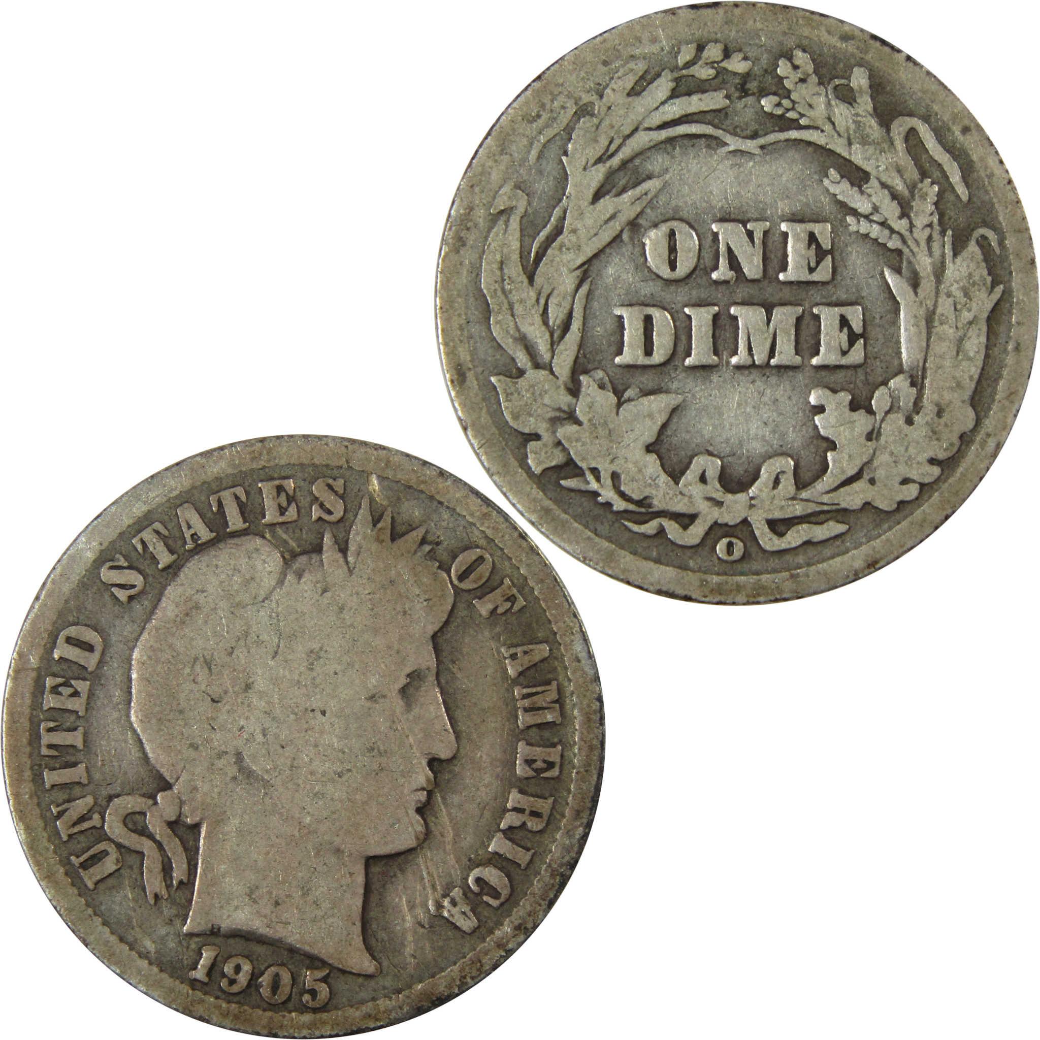 1905 O Micro O Barber Silver Dime G Good Details 10c Coin SKU:I26614