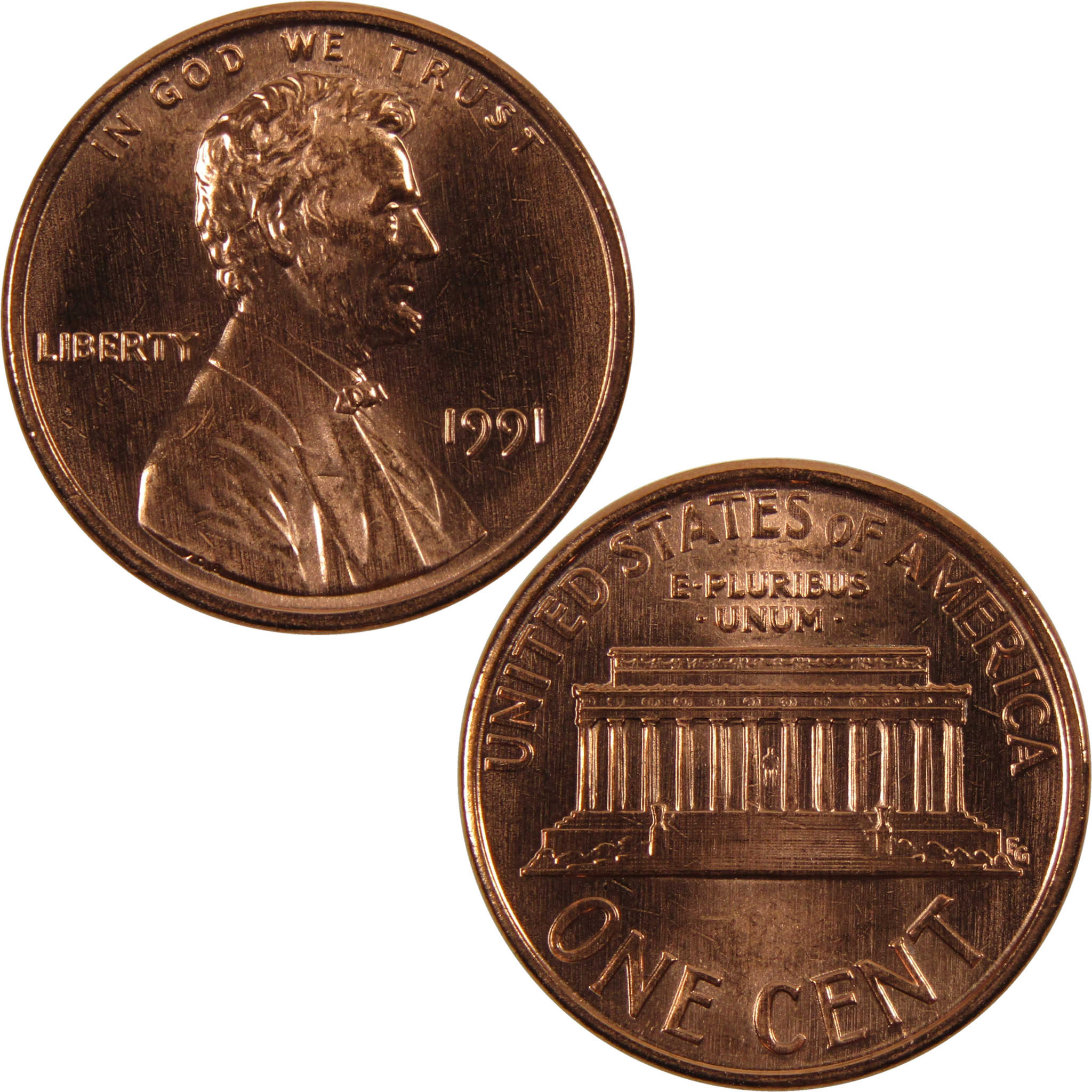 1991 Lincoln Memorial Cent BU Uncirculated Penny 1c Coin