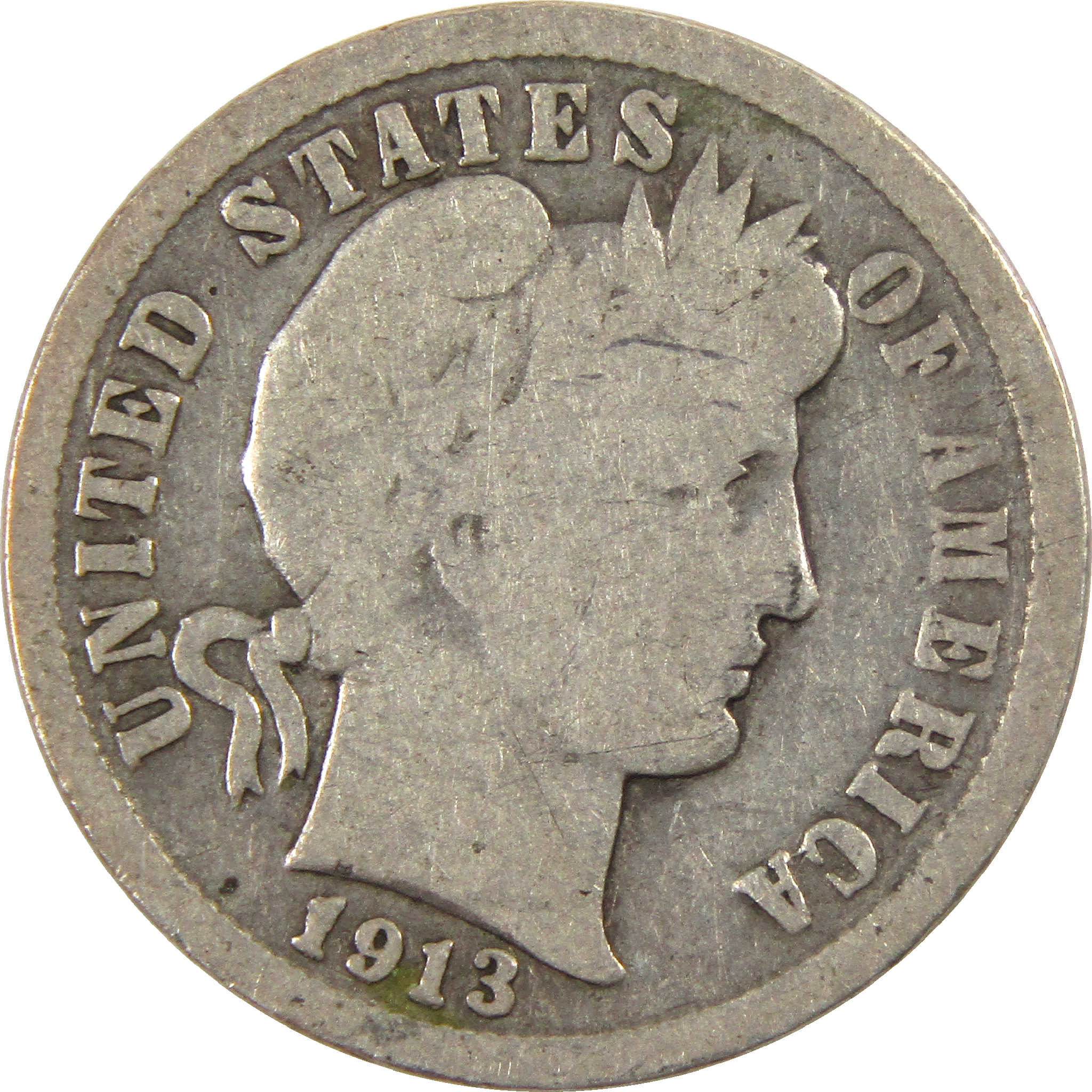 1913 Barber Dime G Good Silver 10c Coin