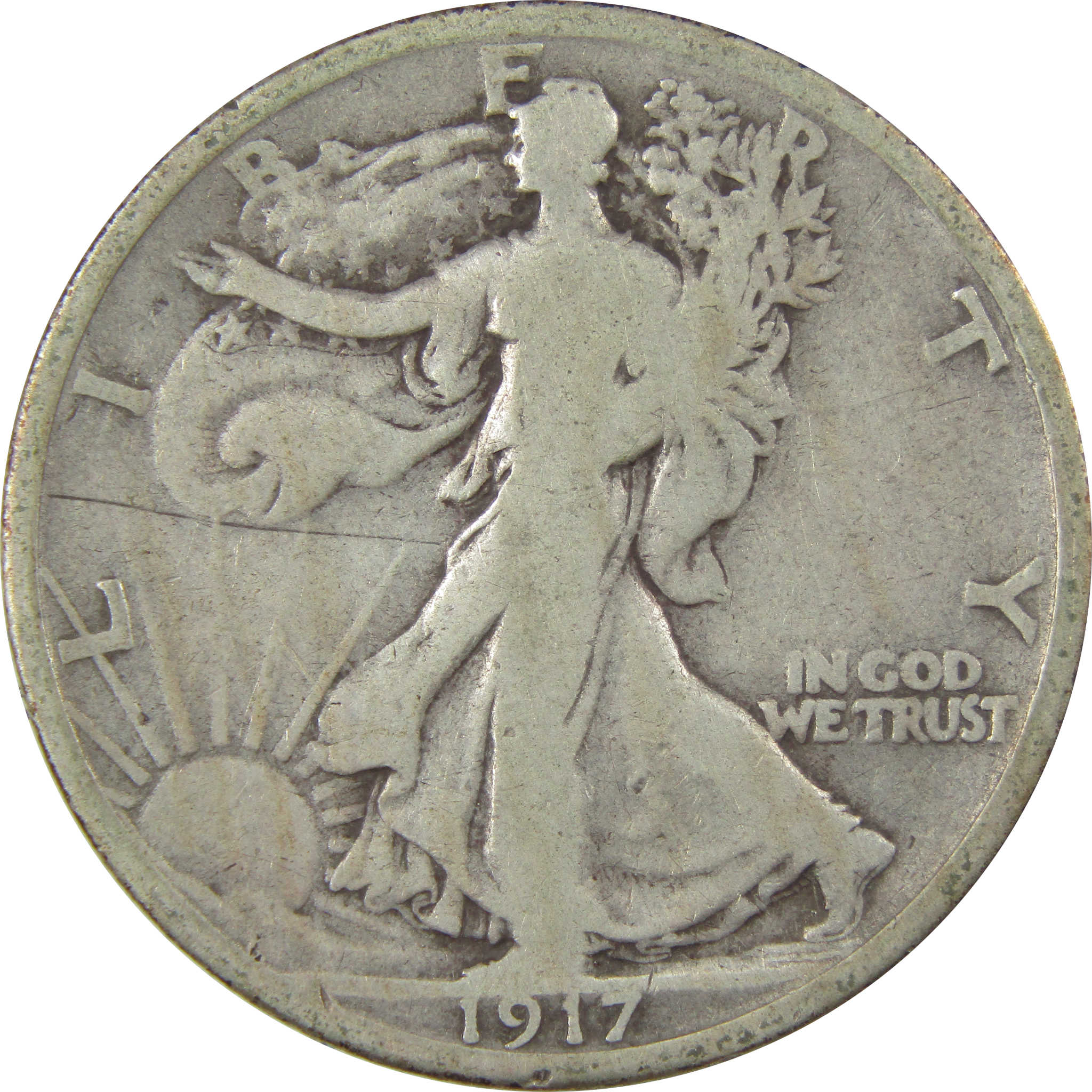 1917 D Reverse Liberty Walking Silver 50c VG Very Good SKU:I24136