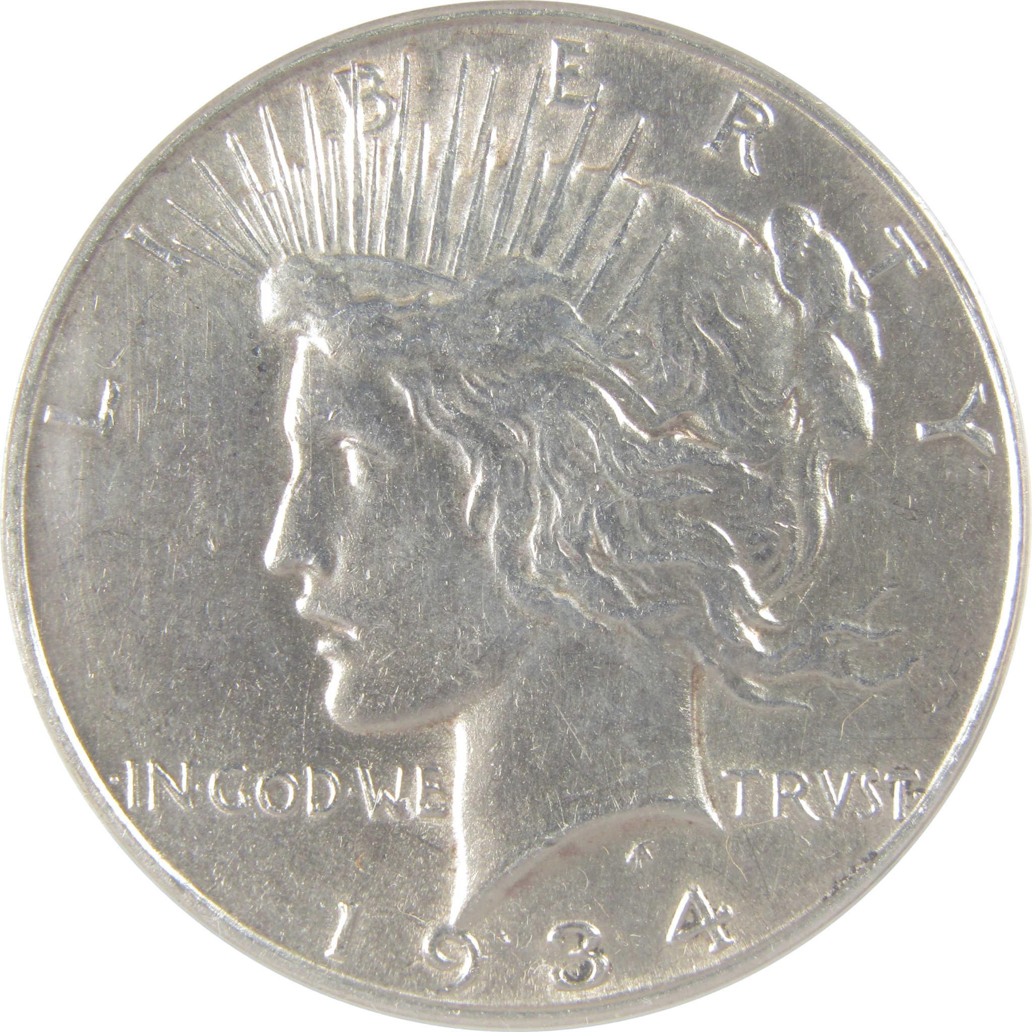 1934 Peace Silver Dollar AU 55 ANACS $1 Coin SKU:I25075