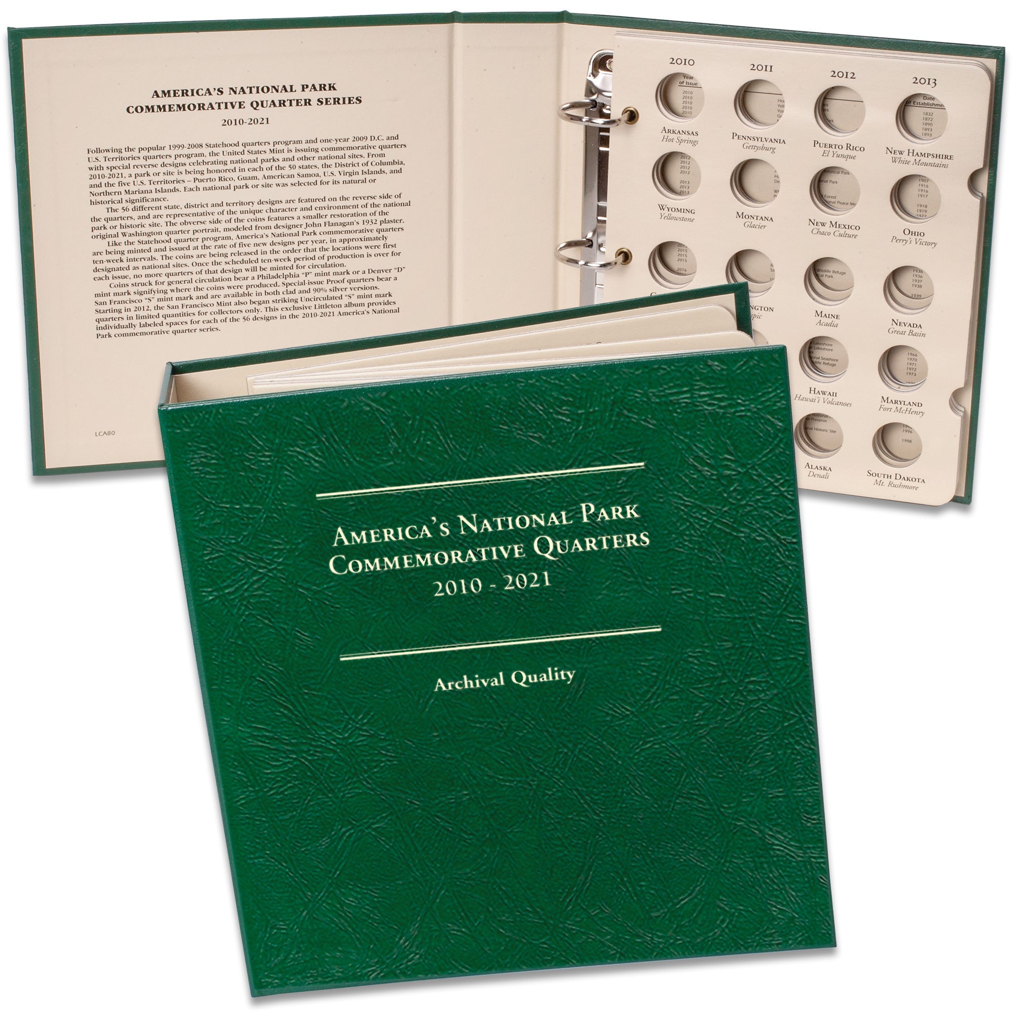 2010-2021 America's National Park Quarter Series Coin Album Littleton