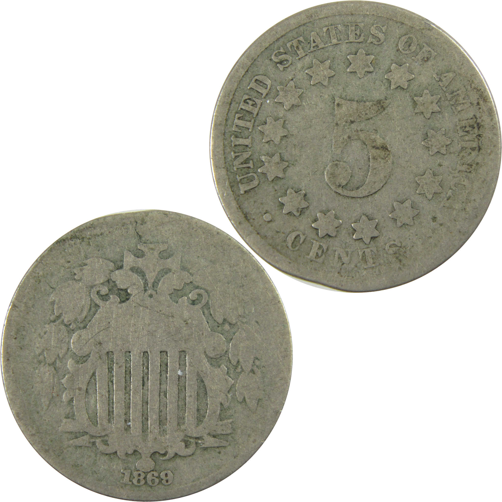 1869 Shield Nickel AG About Good 5c Coin SKU:I28220