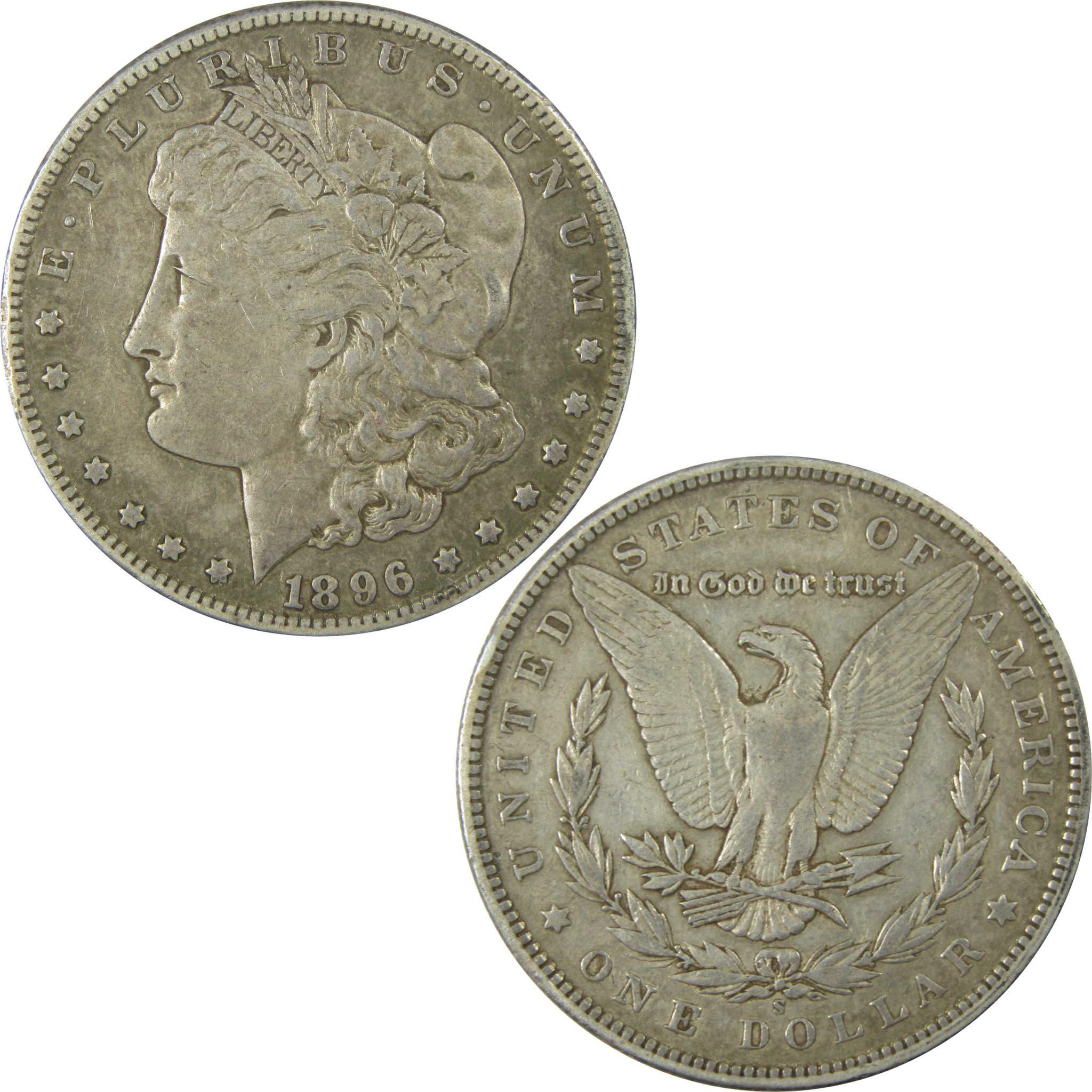 1896 S Morgan Silver Dollar VF Very Fine $1 Coin SKU:I25924 - Morgan coin - Morgan silver dollar - Morgan silver dollar for sale - Profile Coins &amp; Collectibles
